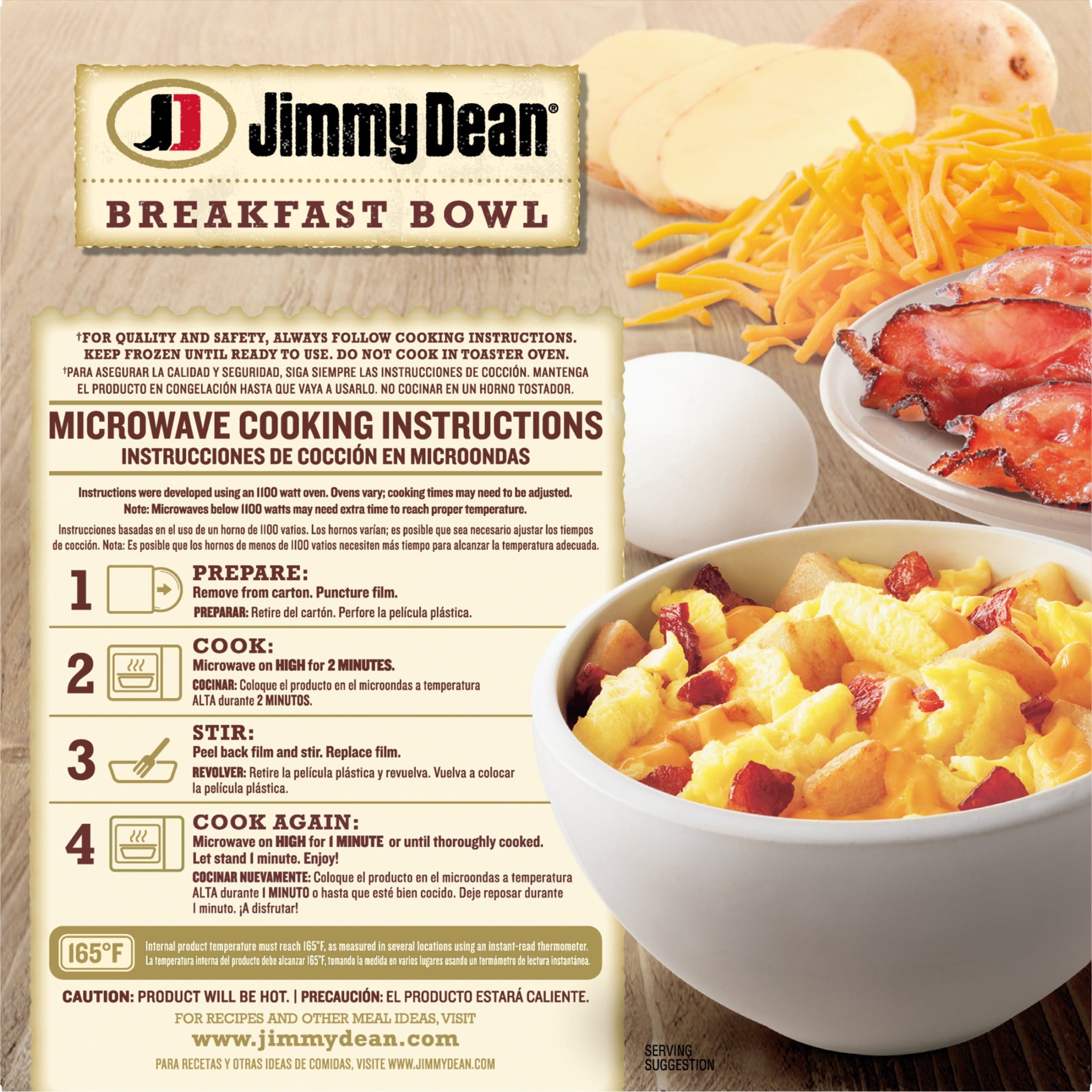 Jimmy Dean Eggs Potatoes Bacon Cheddar Breakfast Bowl Frozen 7 Oz