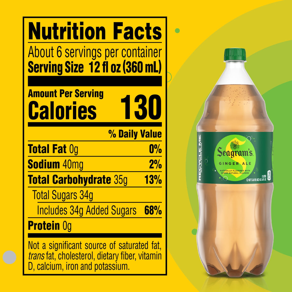 Seagram's Ginger Ale Soda Pop Bottle 2 Liter