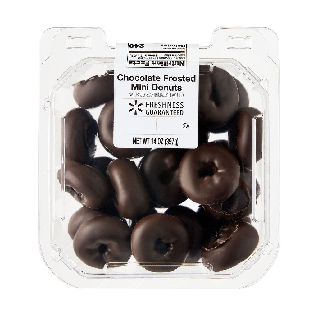 Chocolate Frosted Mini Donuts 14 Oz 28 Count Freshness Guaranteed
