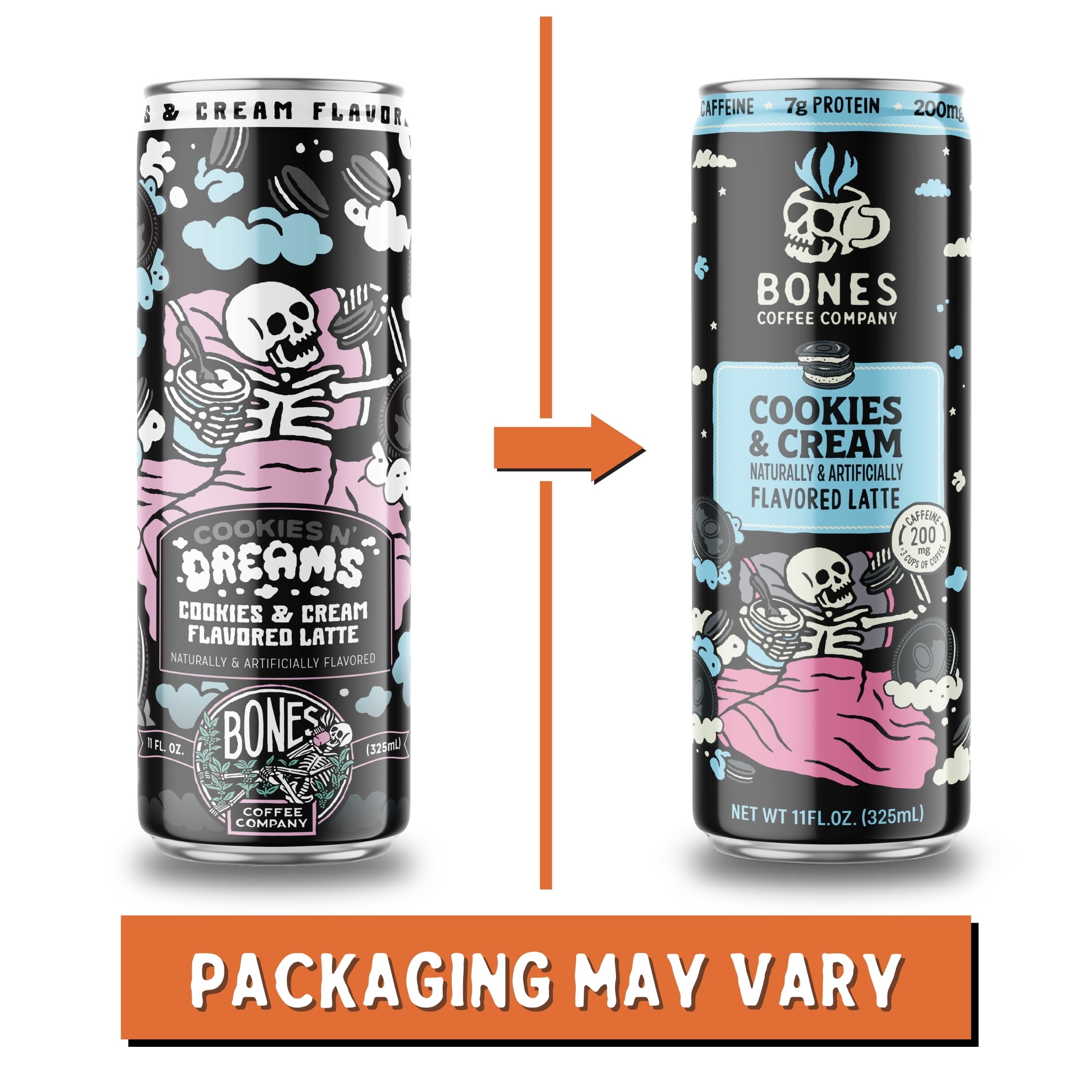 Bones Coffee Cookies N' Dreams Naturally Caffeinated Medium Roast Latte 11 fl oz Can
