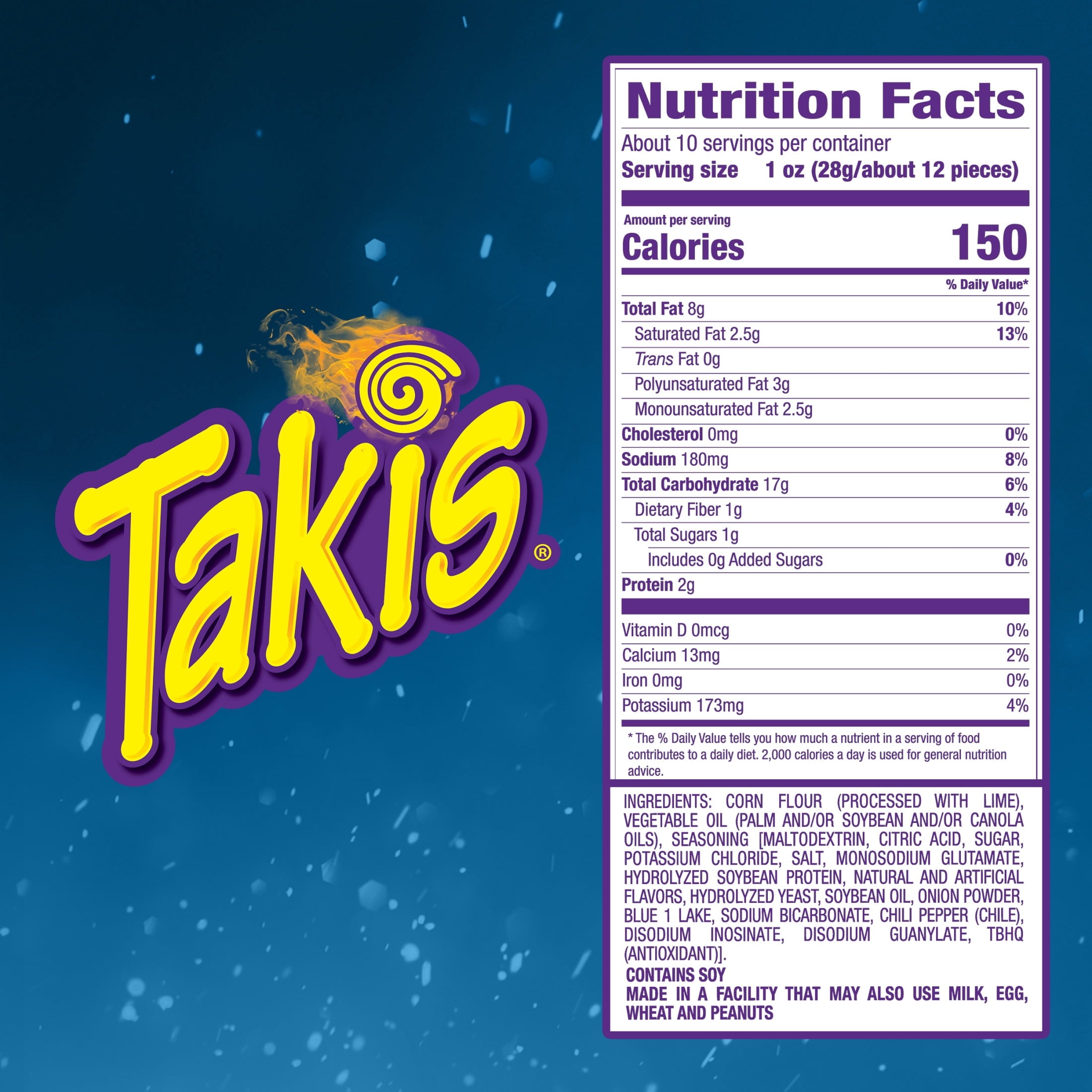 Hot Chili Pepper Rolled Tortilla Chips 9.9 Oz Takis