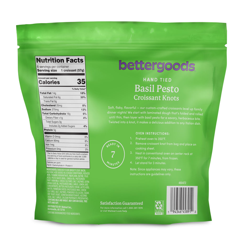 Bettergoods Basil Pesto Hand Tied Croissant Knots 12 Oz 6 Count Frozen