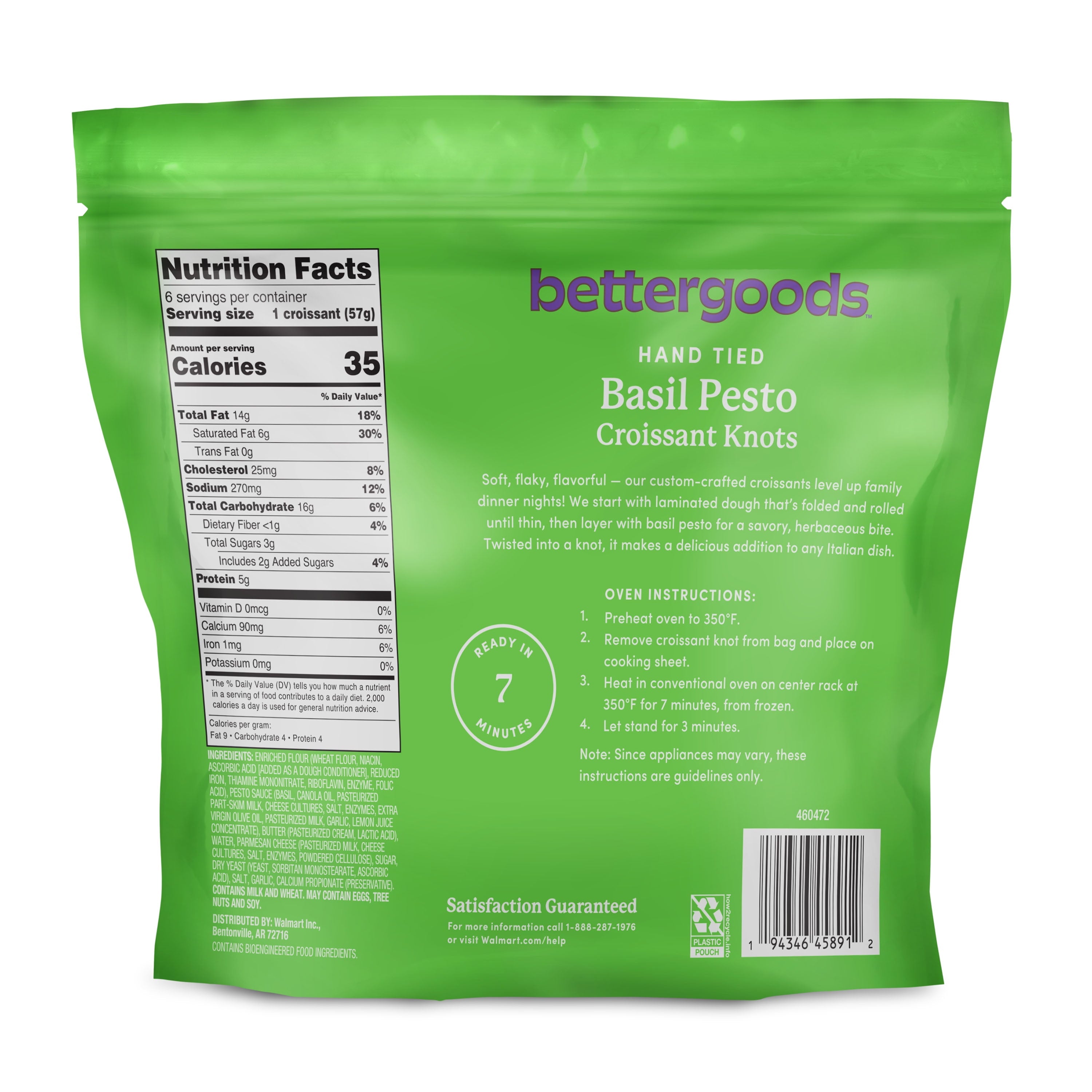 Bettergoods Basil Pesto Hand Tied Croissant Knots 12 Oz 6 Count Frozen