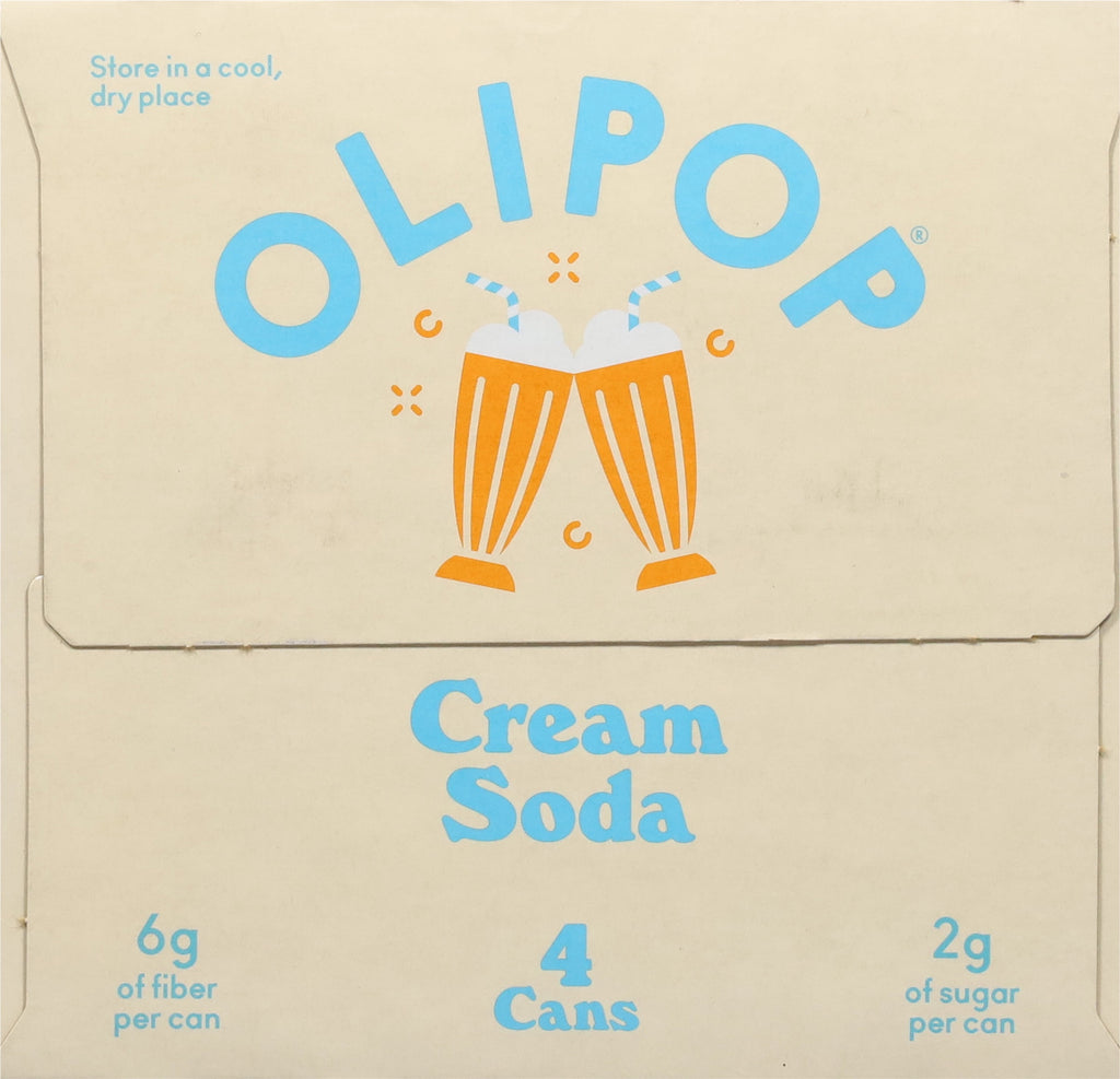 OLIPOP 6g Fiber Prebiotic Cream Soda Cans 12 Fl Oz 4 Pack