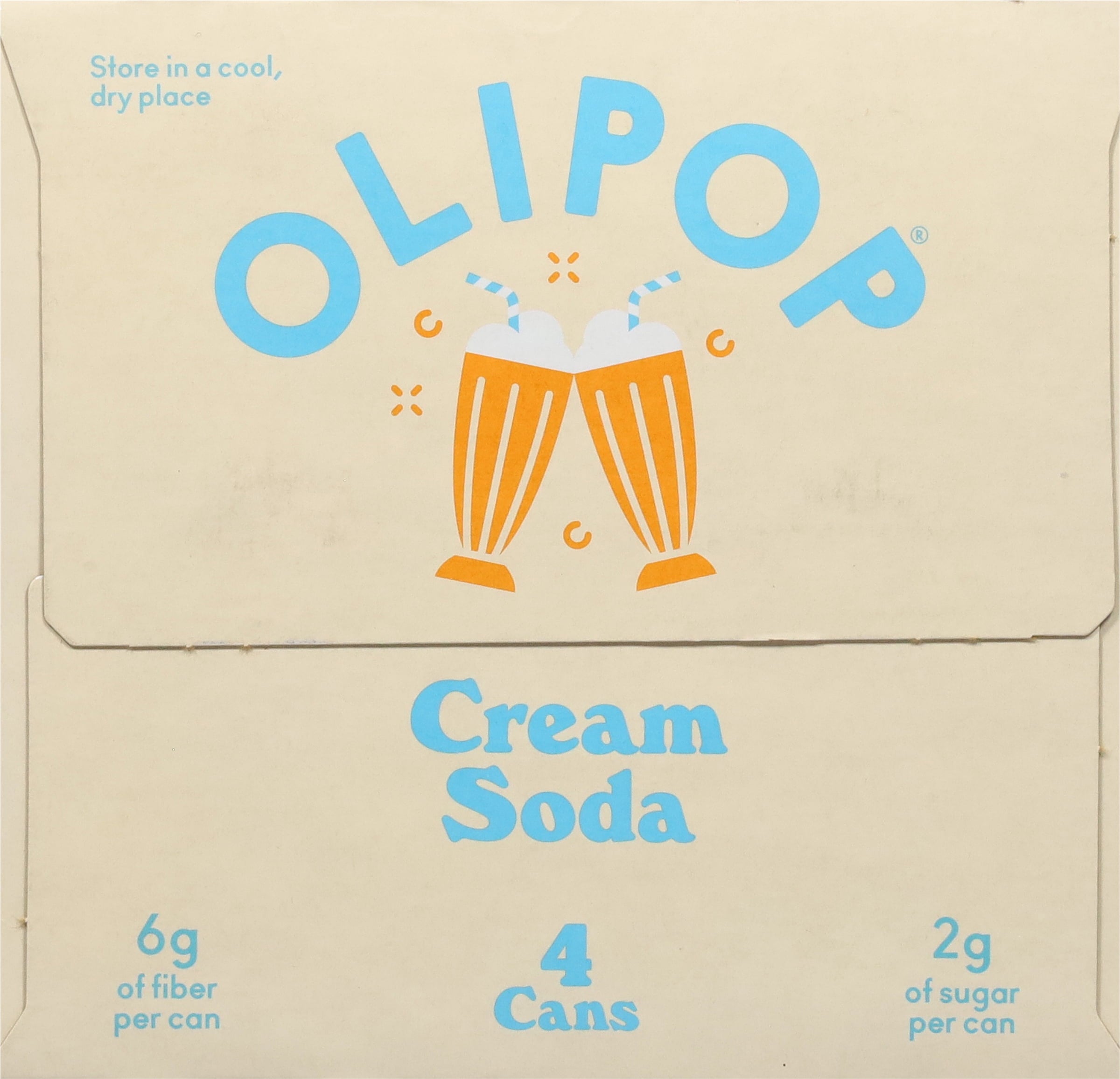 OLIPOP 6g Fiber Prebiotic Cream Soda Cans 12 Fl Oz 4 Pack