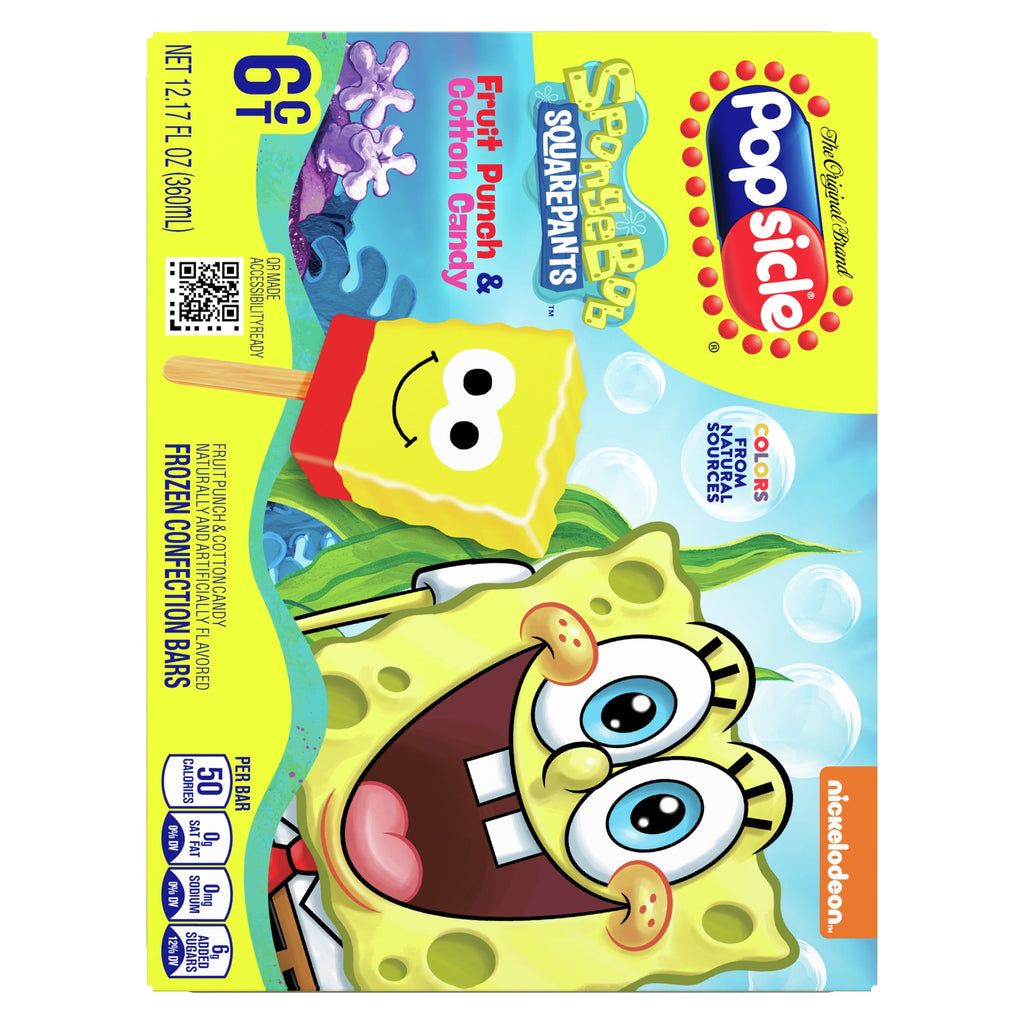 Popsicle SpongeBob SquarePants Frozen Dessert Bars 6 Count 50 Cal