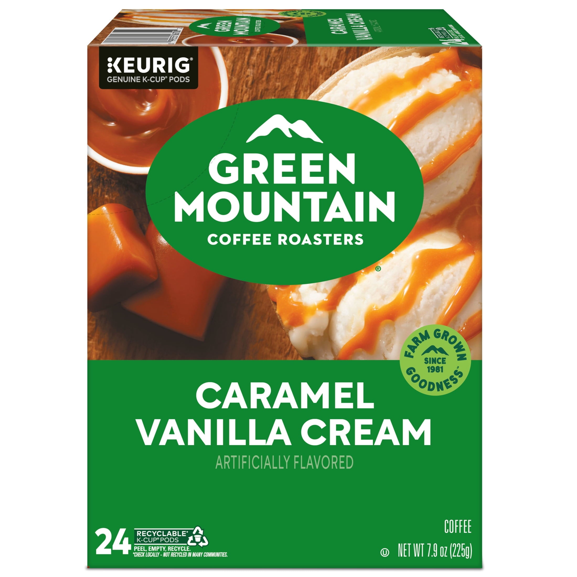 Green Mountain Coffee Roasters Caramel Vanilla Cream Light Roast K-Cup Coffee Pods 24 Count