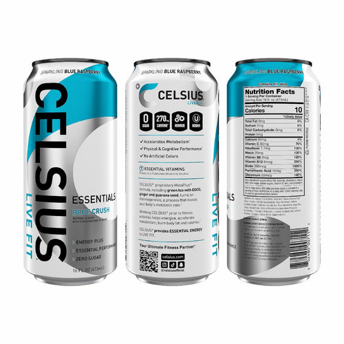 CELSIUS Essentials Sparkling Blue Crush Performance Energy Drink 16 fl oz Single Can
