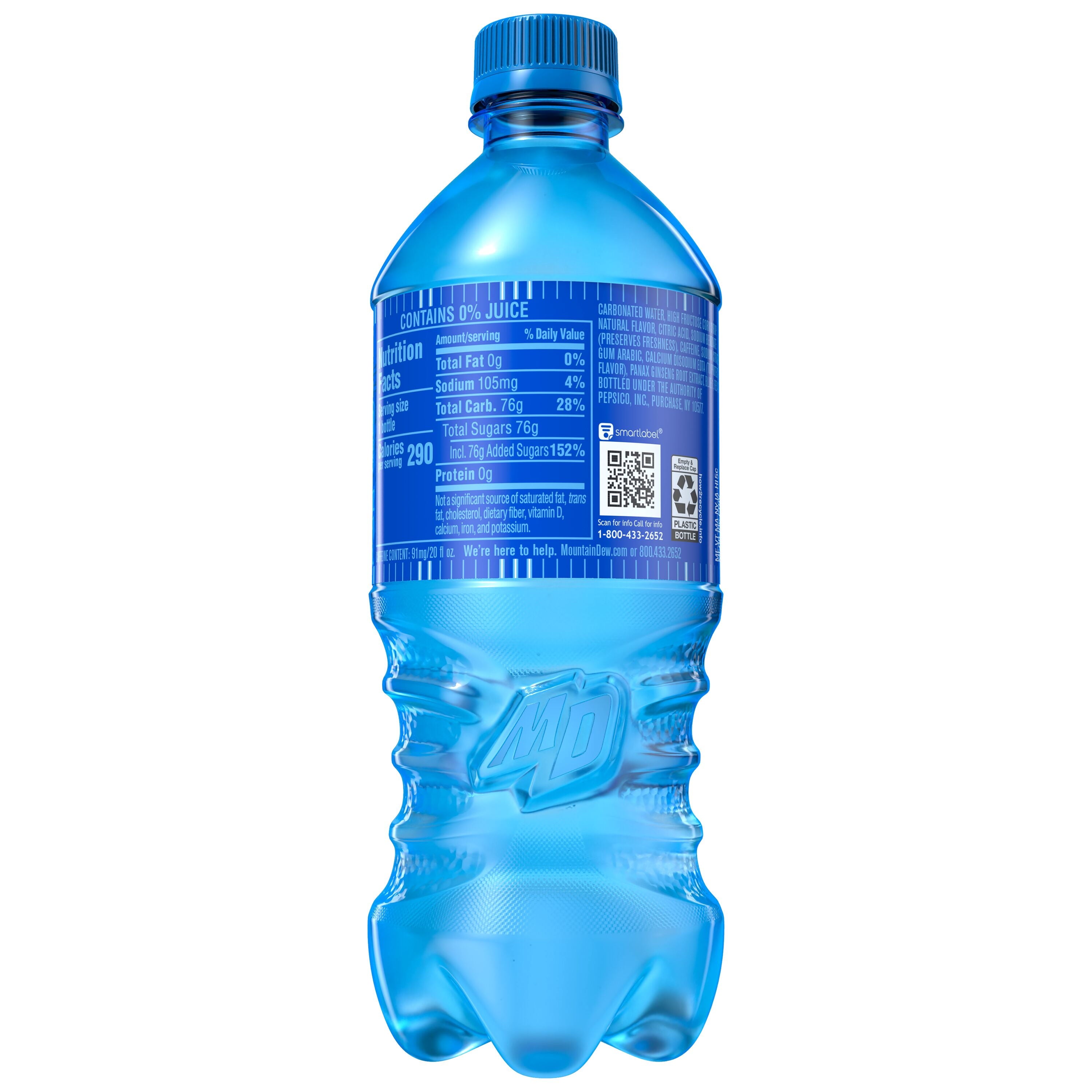 Mountain Dew Voltage Raspberry Citrus & Ginseng Soda Pop Bottle 20 Fl Oz