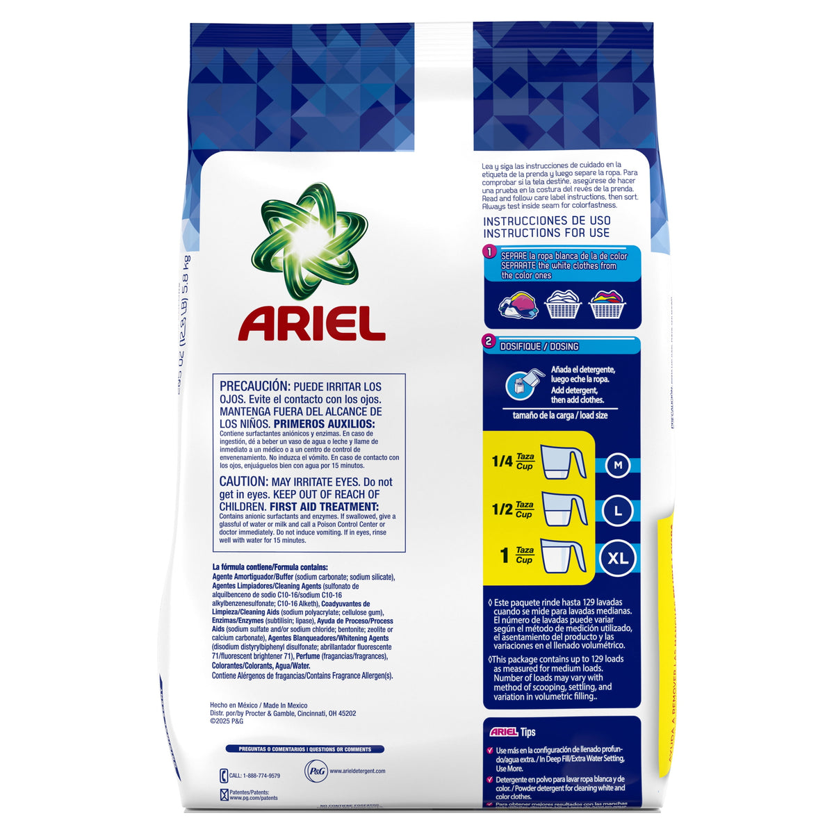 Ariel Powder Laundry Detergent Original Scent 129 Loads 205 oz