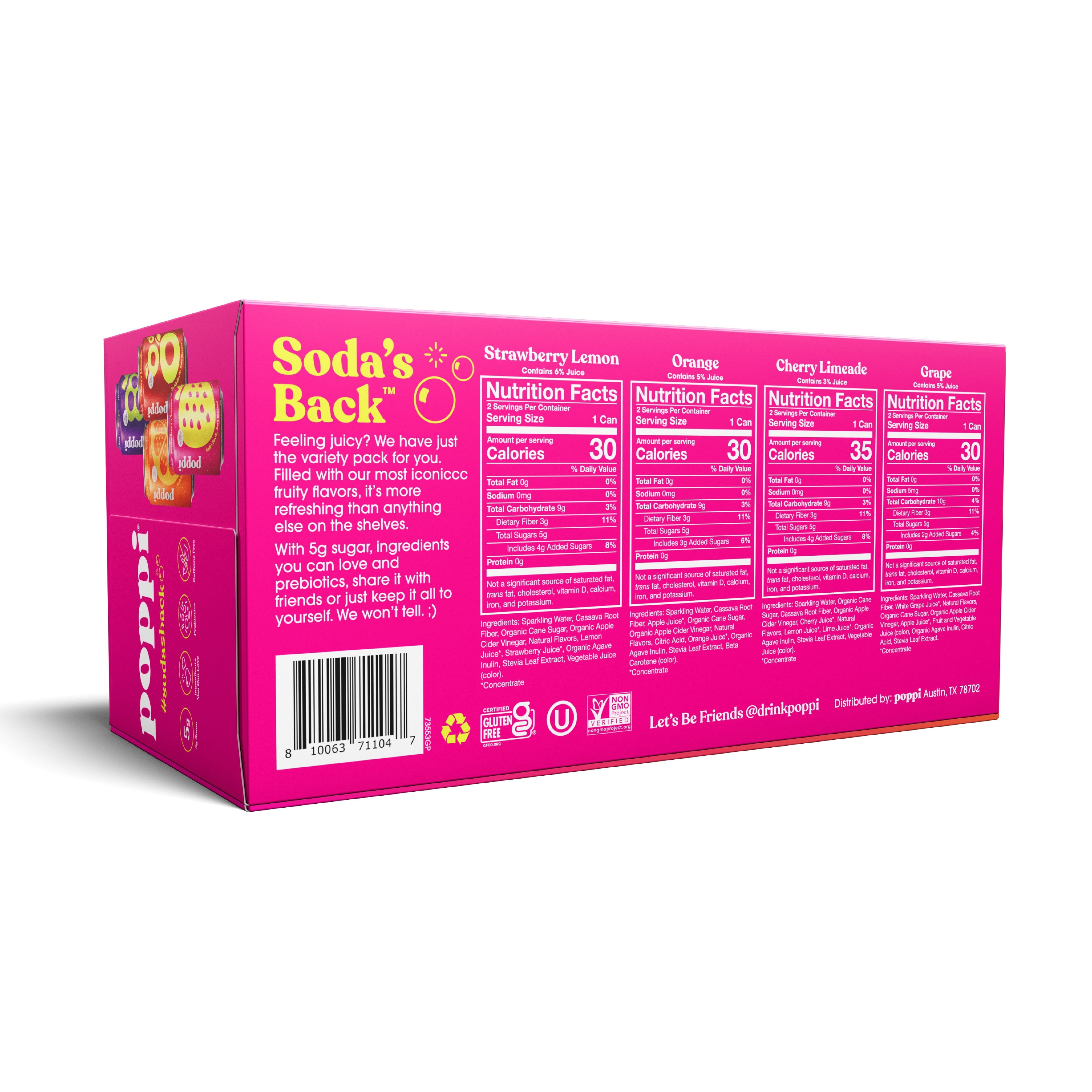 Poppi Soda Essentials Prebiotic Soda Variety Pack Cans 12 Fl Oz 8 Pack
