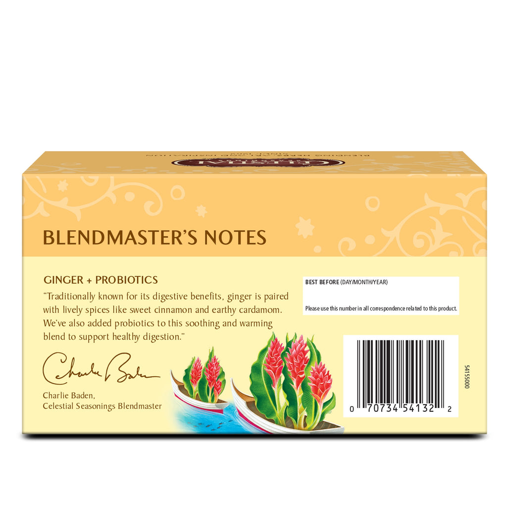 Celestial Seasonings Ginger Probiotics Caffeine-Free Herbal Tea Bags 0.85 oz 16 Count