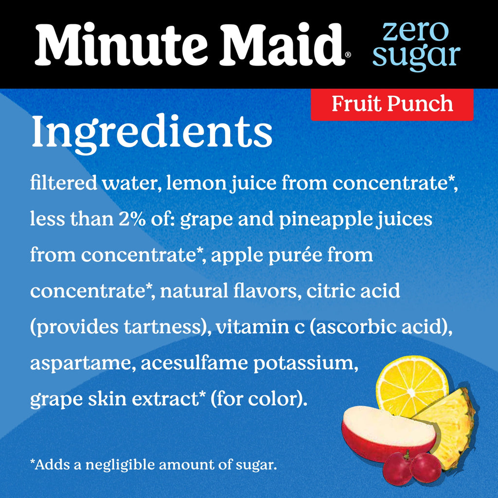 Minute Maid Zero Sugar Fruit Punch Juice Drink 52 fl oz Bottle