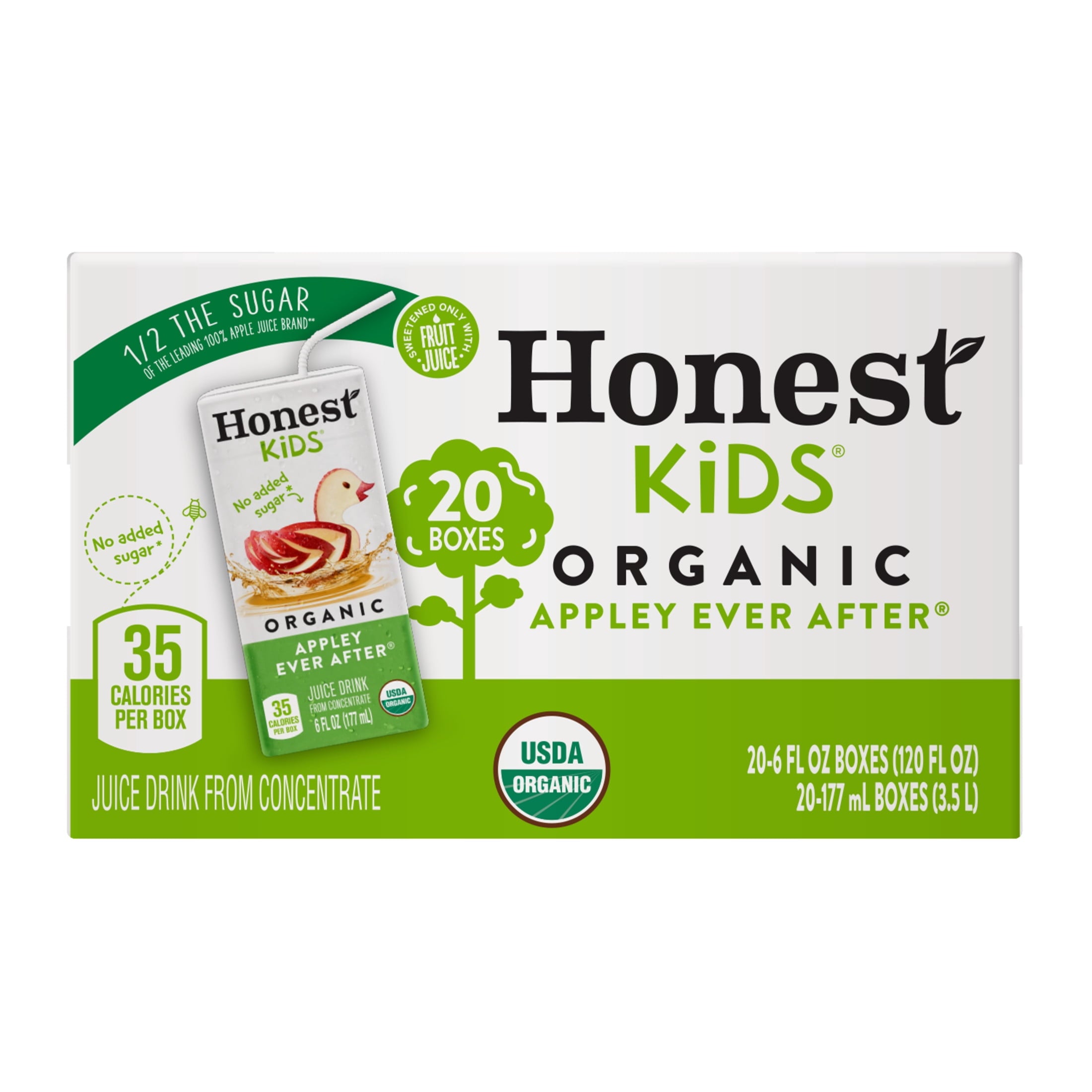 Honest Kids Appley Ever After Organic Juice Drink Cartons 6 fl oz 20 Pack