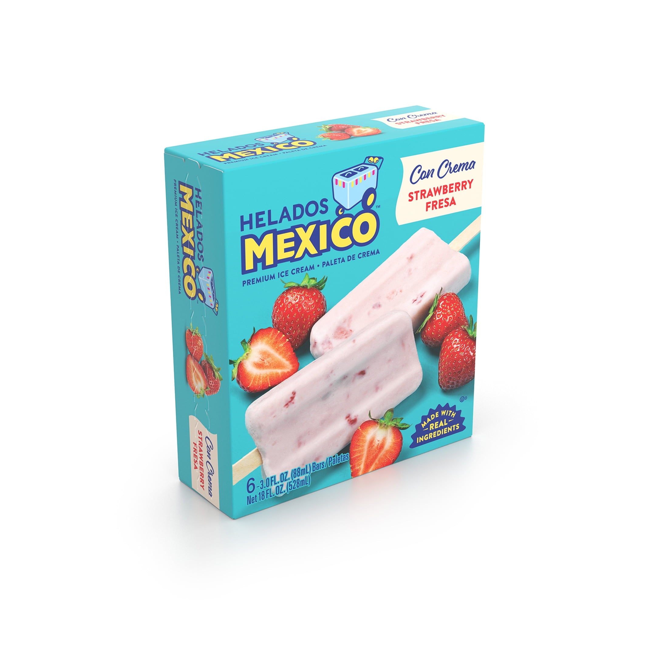 Helados Mexico Strawberry And Cream Real Fruit Ice Cream Bars 6 Count 16.5 Fl Oz