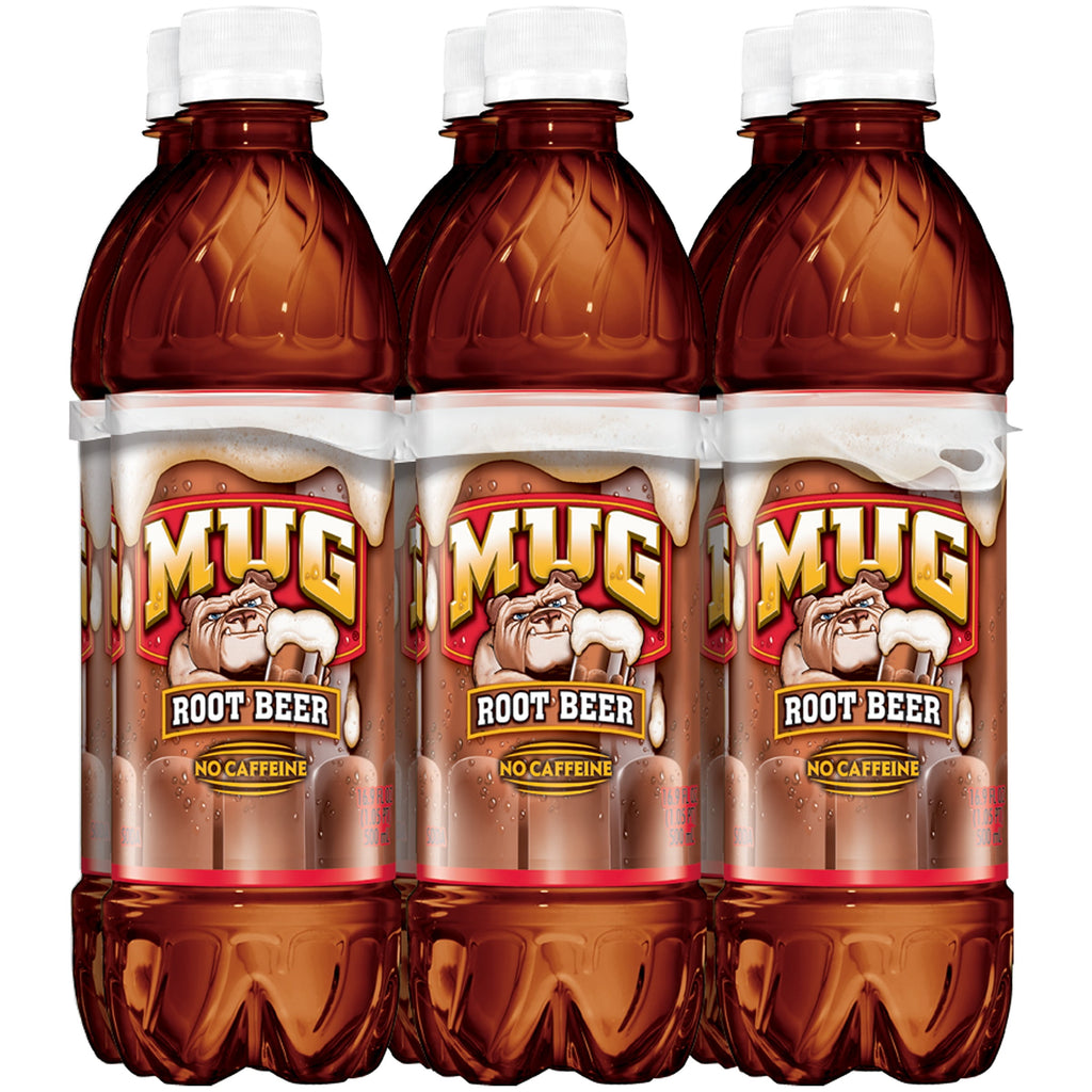 Mug Root Beer Caffeine Free Soda Pop Bottles 16.9 Fl Oz 6 Pack