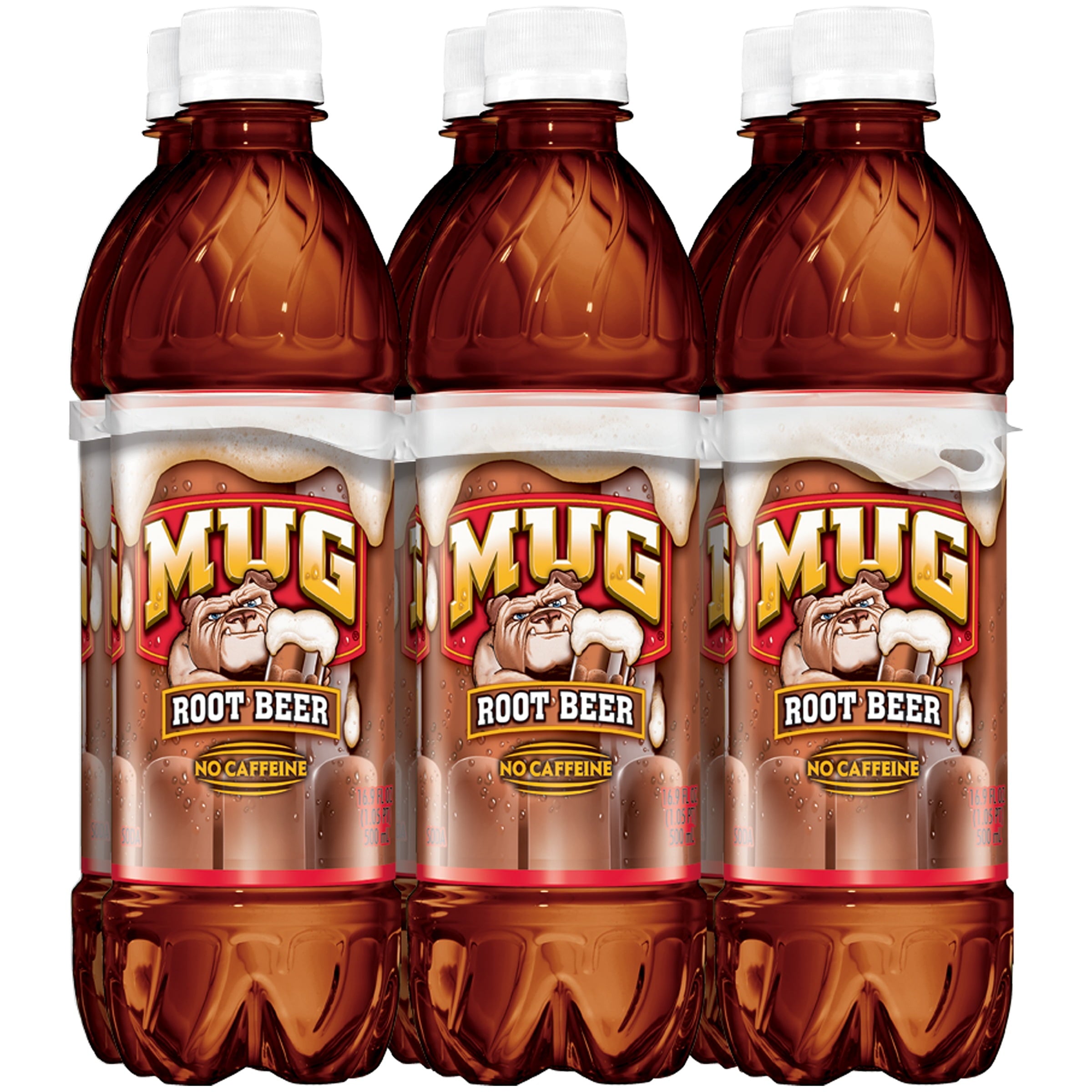 Mug Root Beer Caffeine Free Soda Pop Bottles 16.9 Fl Oz 6 Pack