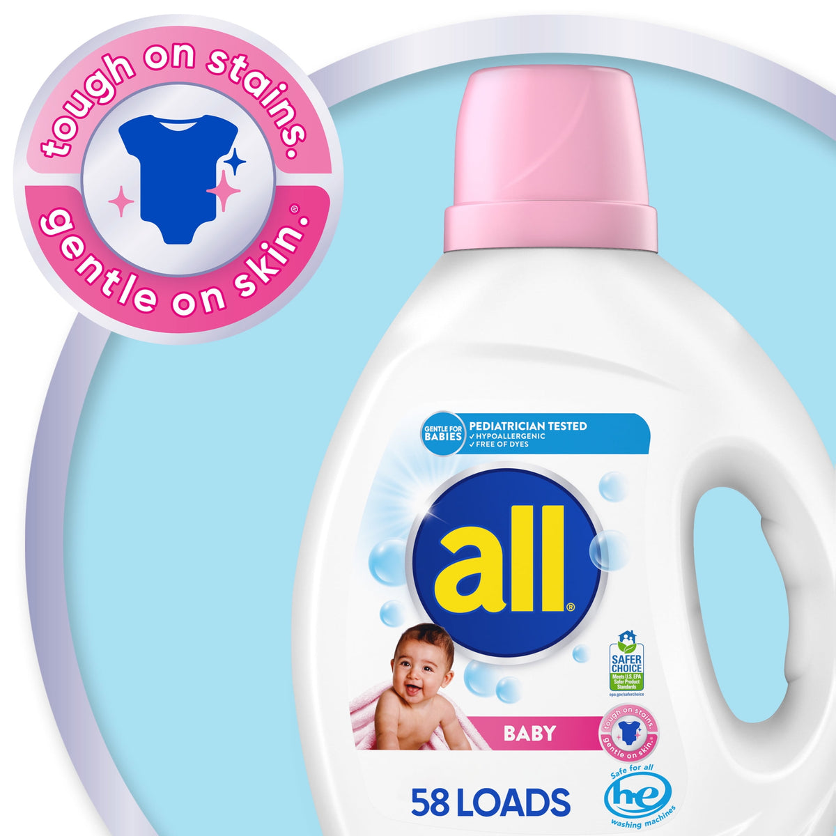 all Baby Liquid Laundry Detergent Hypoallergenic Gentle on Sensitive Skin 73 oz 58 Loads
