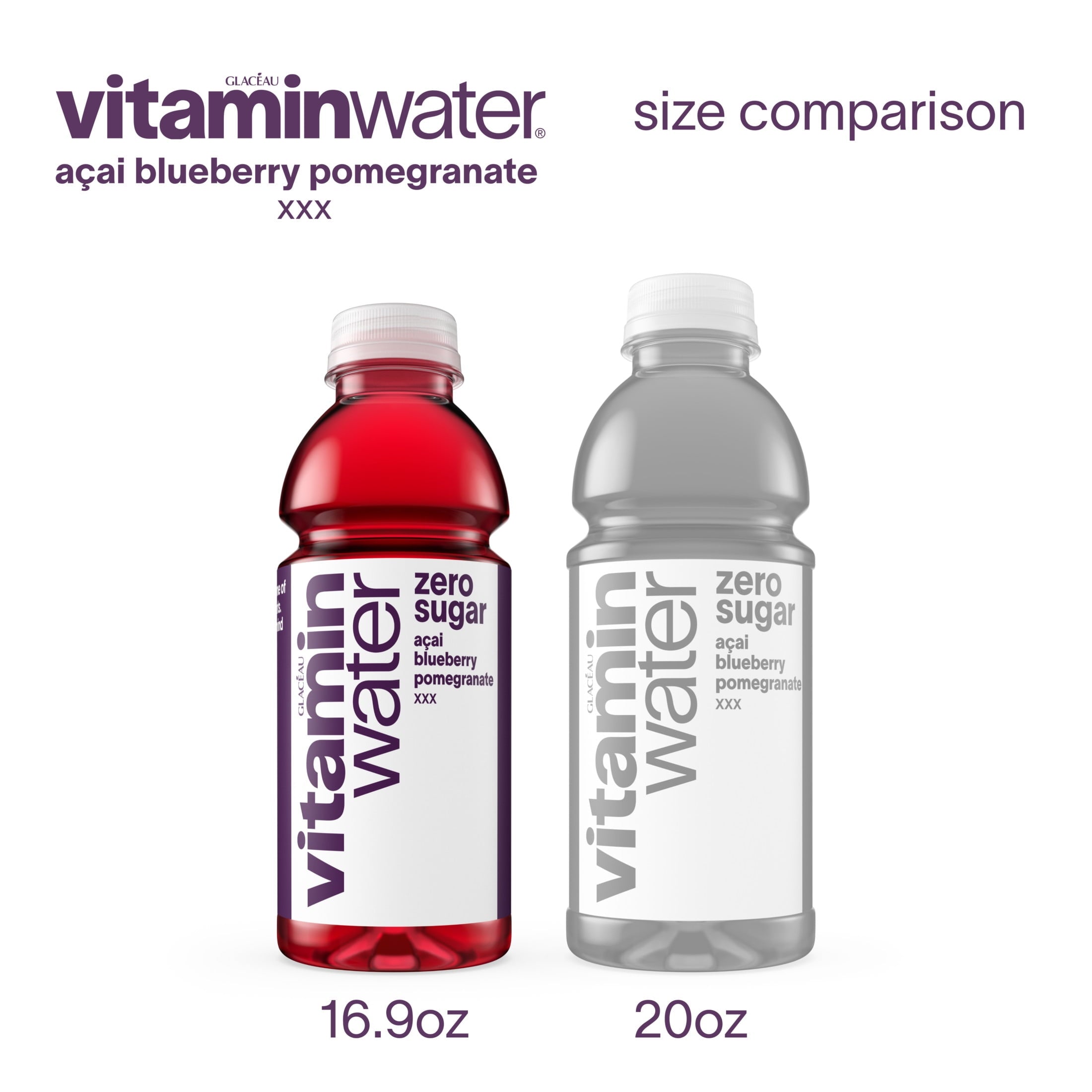 vitaminwater XXX Zero Sugar Acai-Blueberry-Pomegranate Water Beverage 16.9 fl oz Plastic Bottles 6 Pack