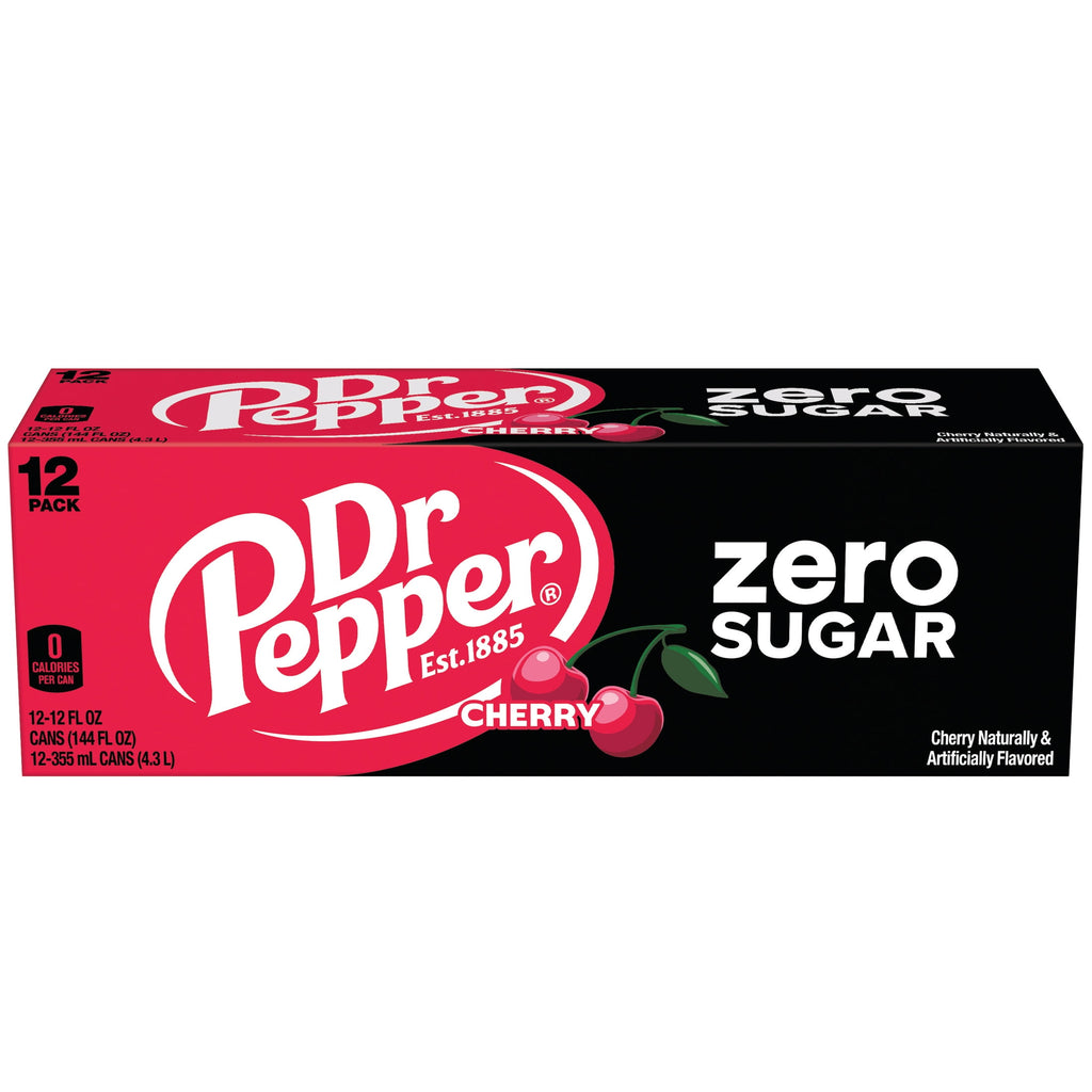 Dr Pepper Zero Sugar Cherry Soda Pop Cans 12 Fl Oz 12 Pack