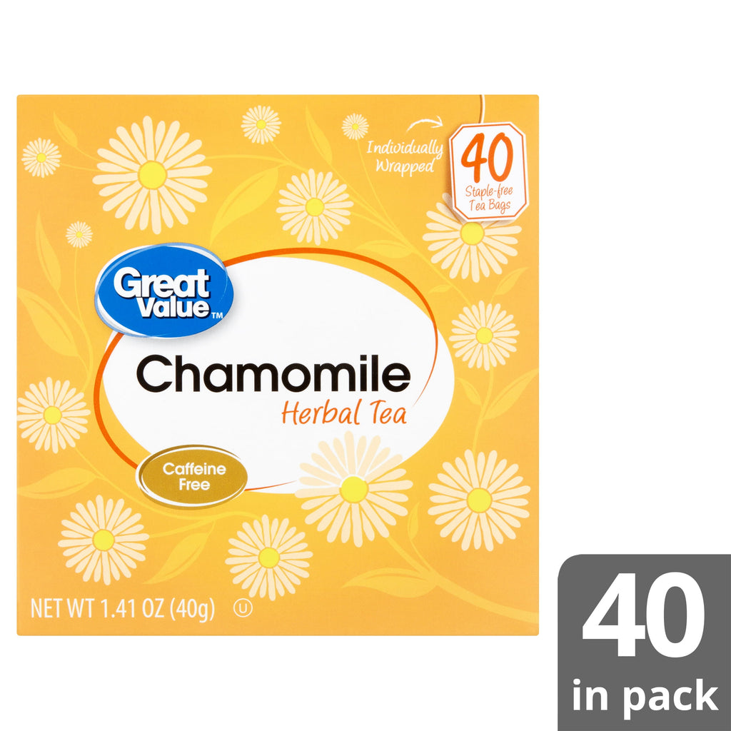 Great Value Chamomile Naturally Decaffeinated Herbal Tea Bags 1.41 oz 40 Count