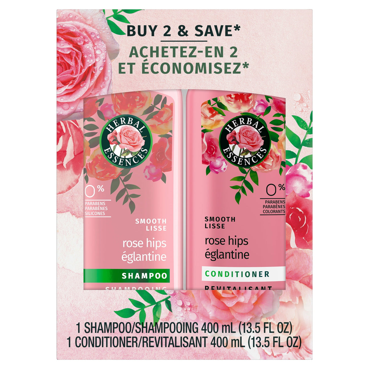 Herbal Essences Smooth Collection Rose Hips Shampoo & Conditioner Set 13.5 fl oz Each