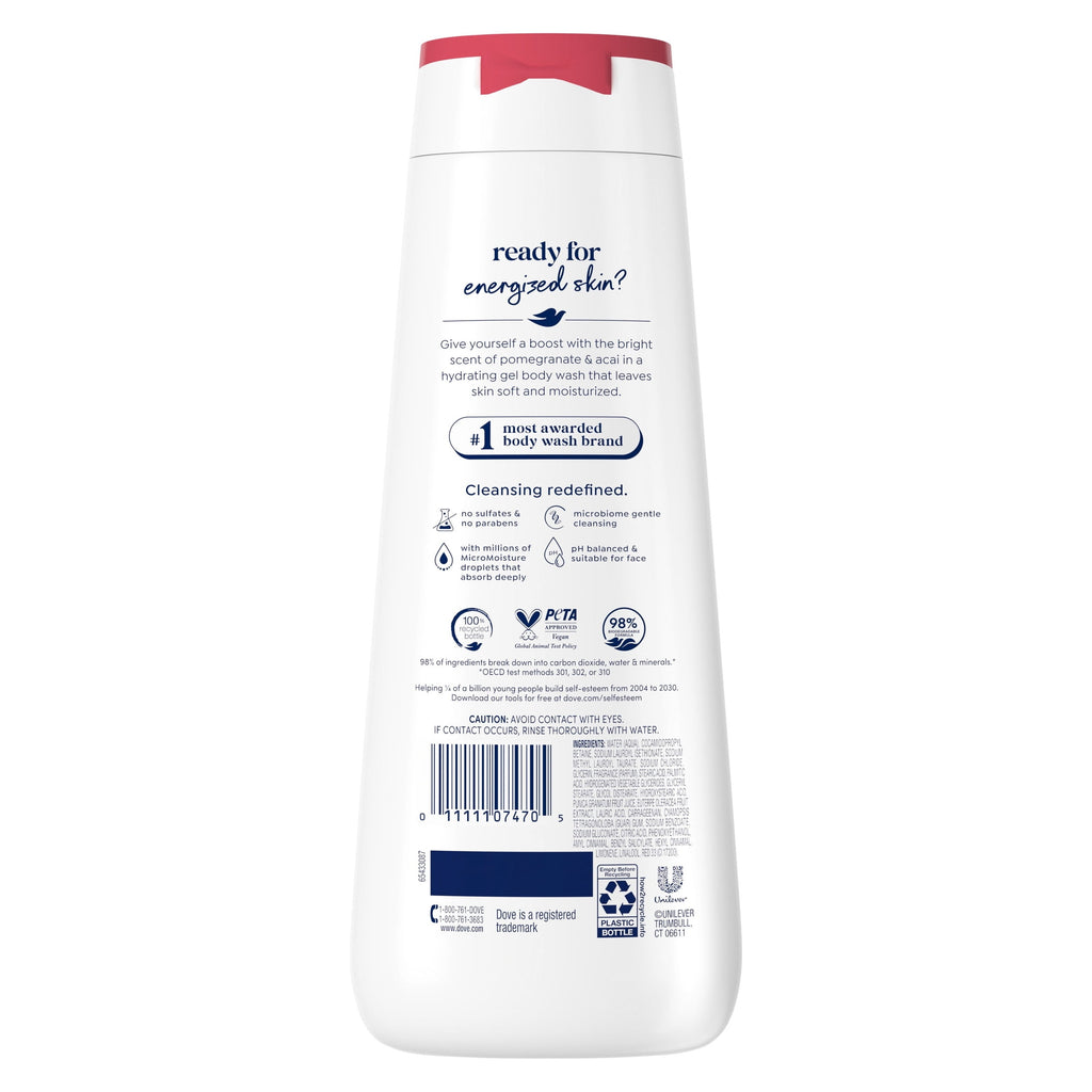 Dove Rejuvenating Body Wash Pomegranate & Hibiscus Moisturizing Skin Cleanser 20 fl oz