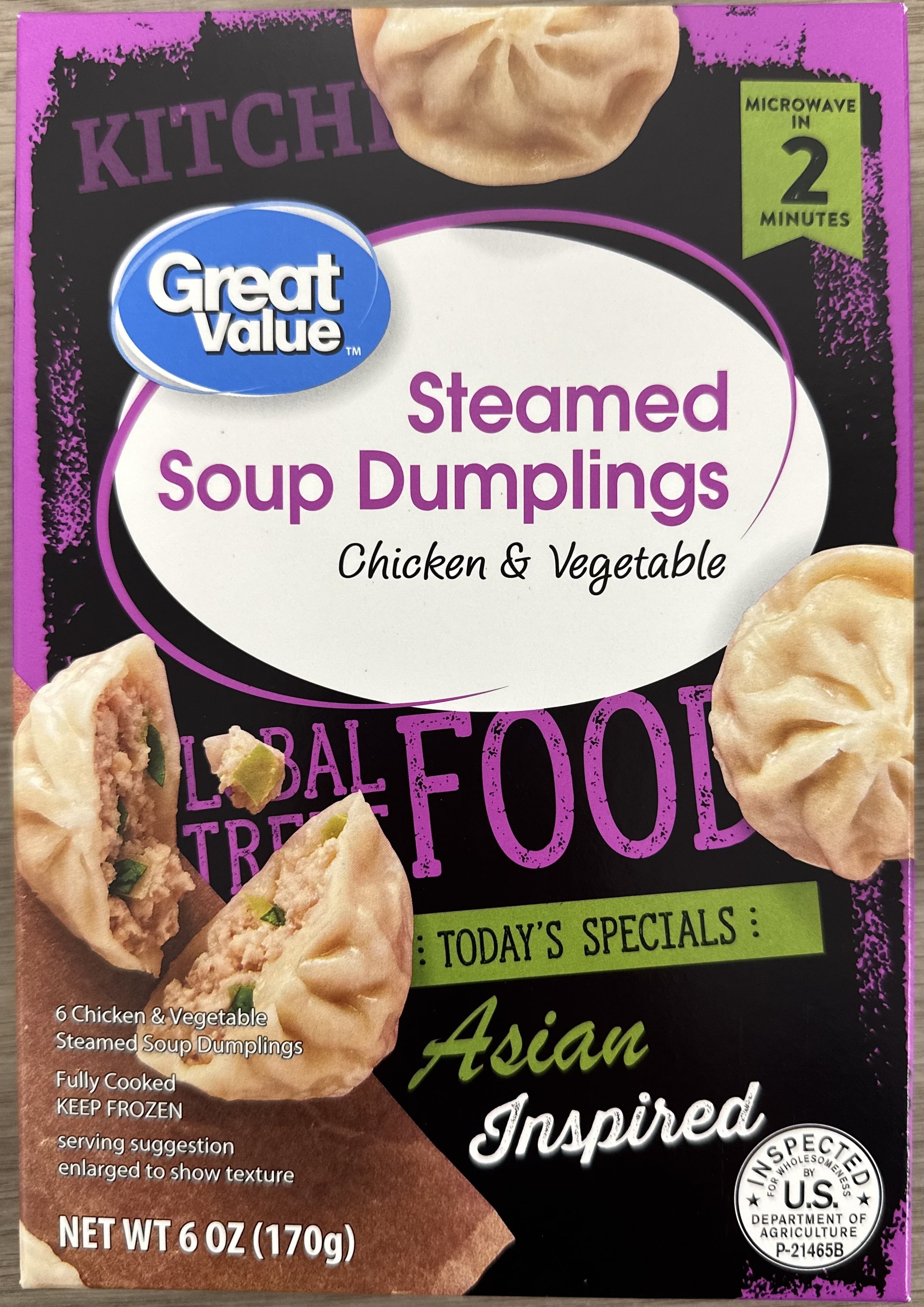 Great Value Chicken and Vegetable Steamed Soup Dumplings 6 Oz Frozen