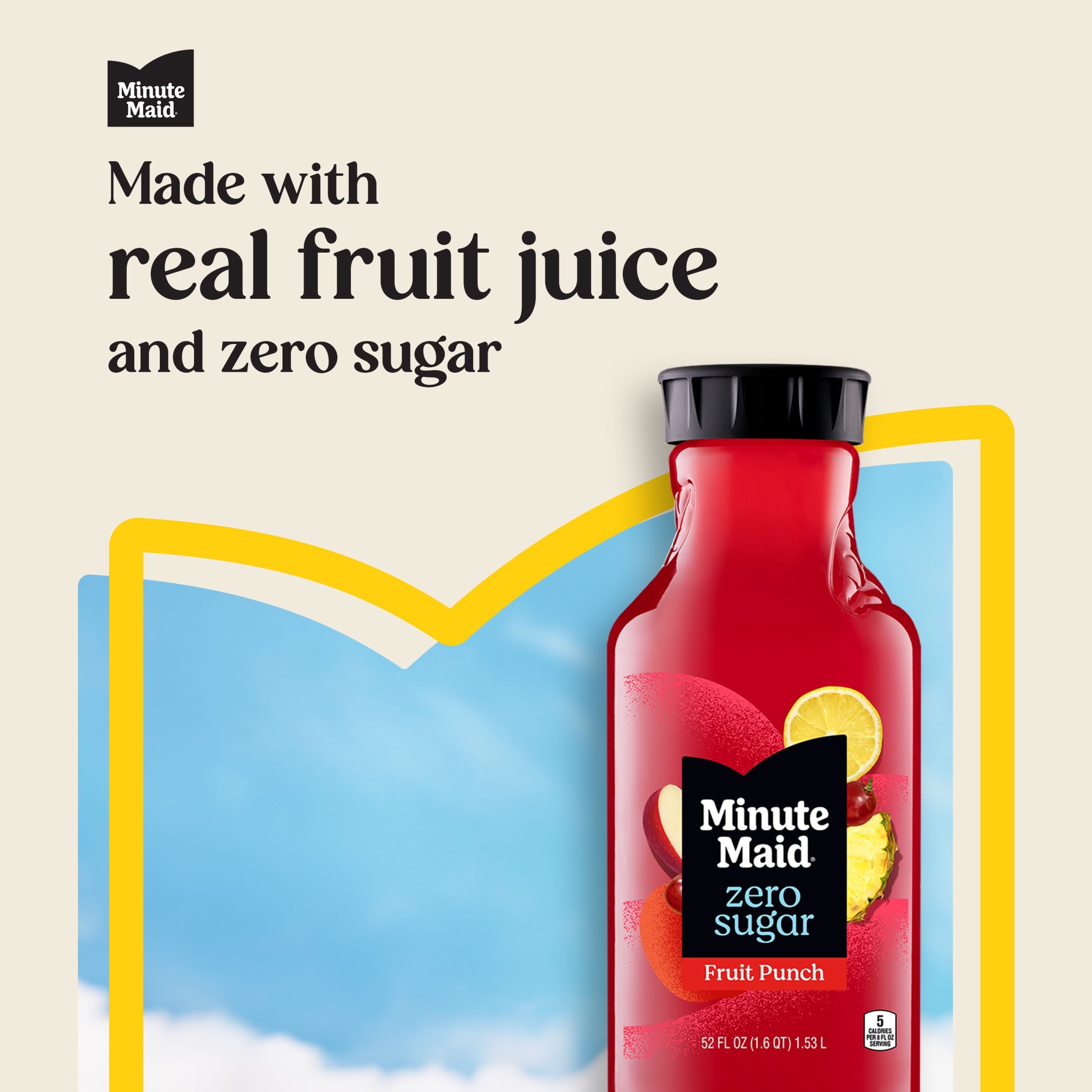 Minute Maid Zero Sugar Fruit Punch Juice Drink 52 fl oz Bottle