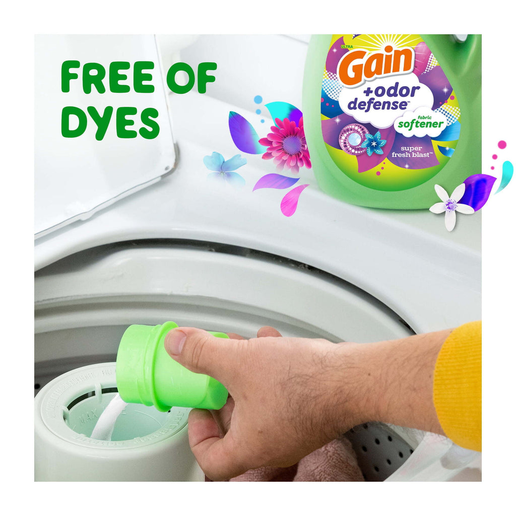 Gain Odor Defense Liquid Fabric Softener Super Fresh Blast 100 fl oz 136 Loads