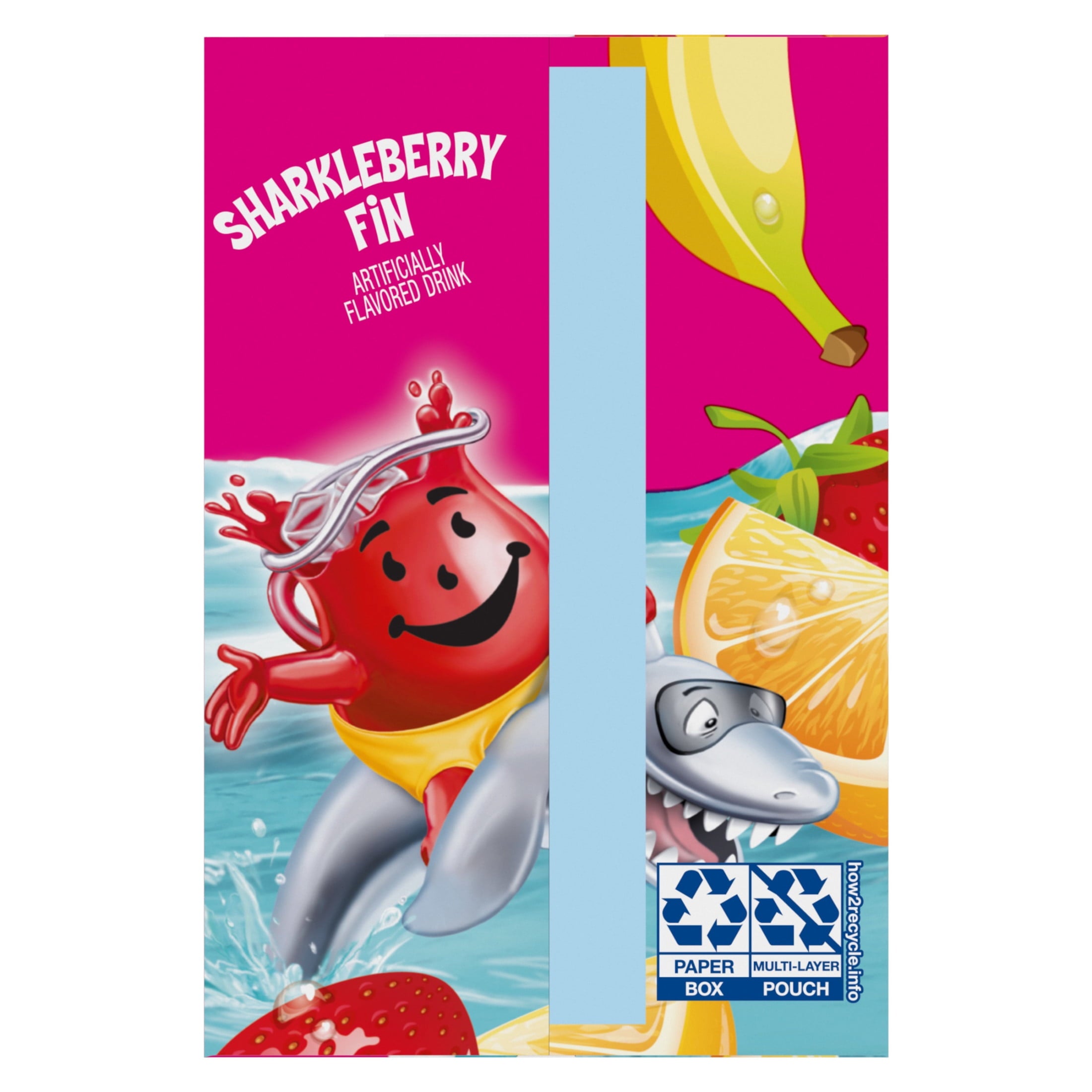 Kool-Aid Jammers Sharkleberry Fin Strawberry Orange Punch Drink Pouches 10 Count 6 fl oz