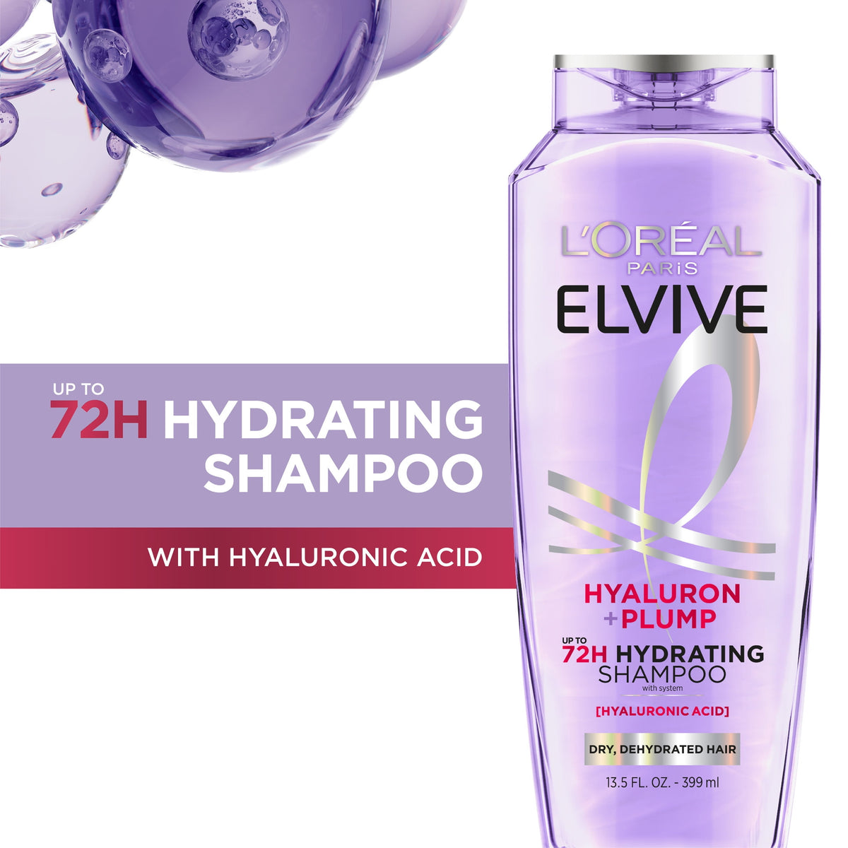 L'Oreal Paris Elvive Hyaluron Plump Hydrating Shampoo 72H Moisture 13.5 fl oz