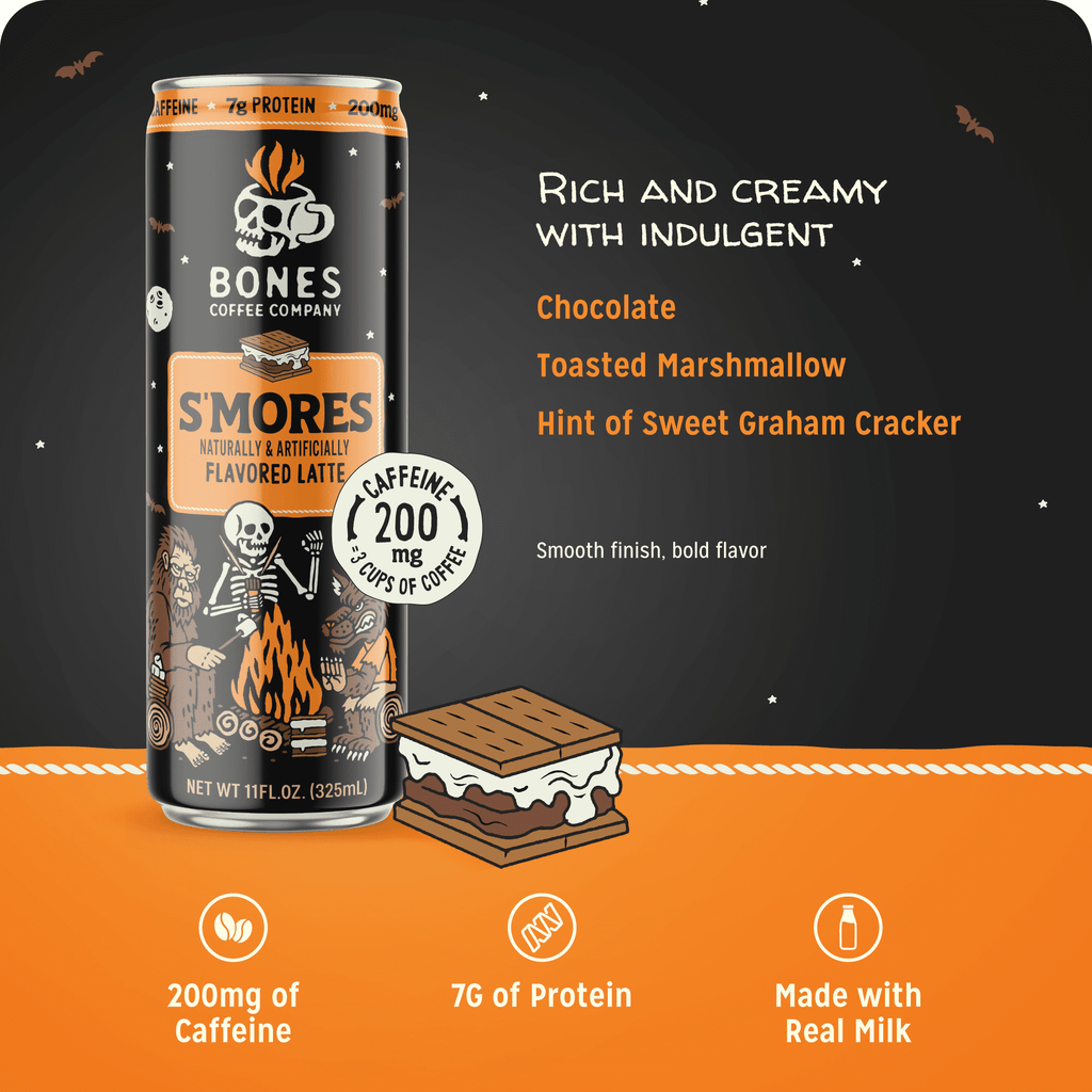 Bones Coffee Company S'mores Naturally Caffeinated Medium Roast Cold Brew Latte 11 fl oz Can