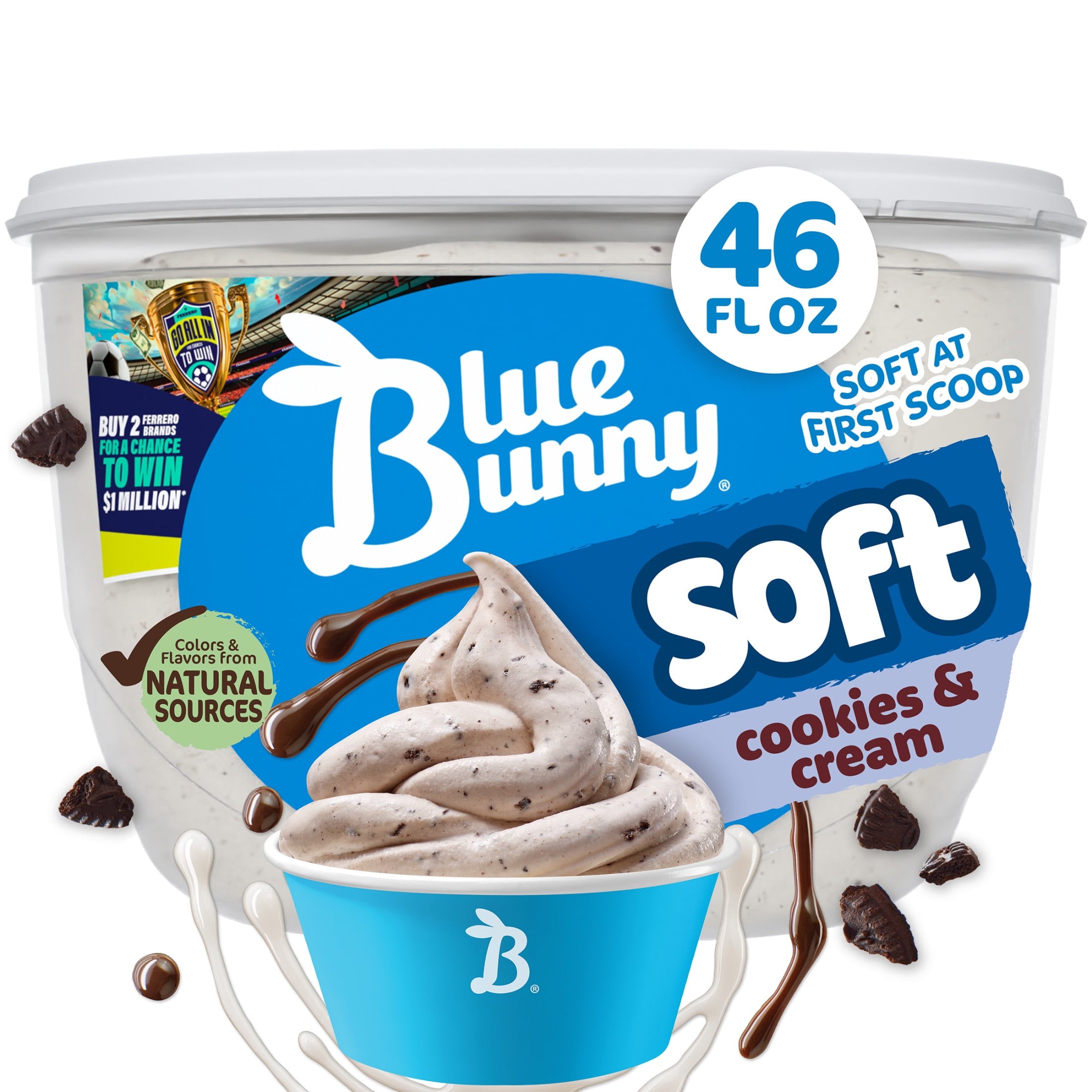Blue Bunny Soft Cookies & Cream Frozen Dairy Dessert 46 Fl Oz