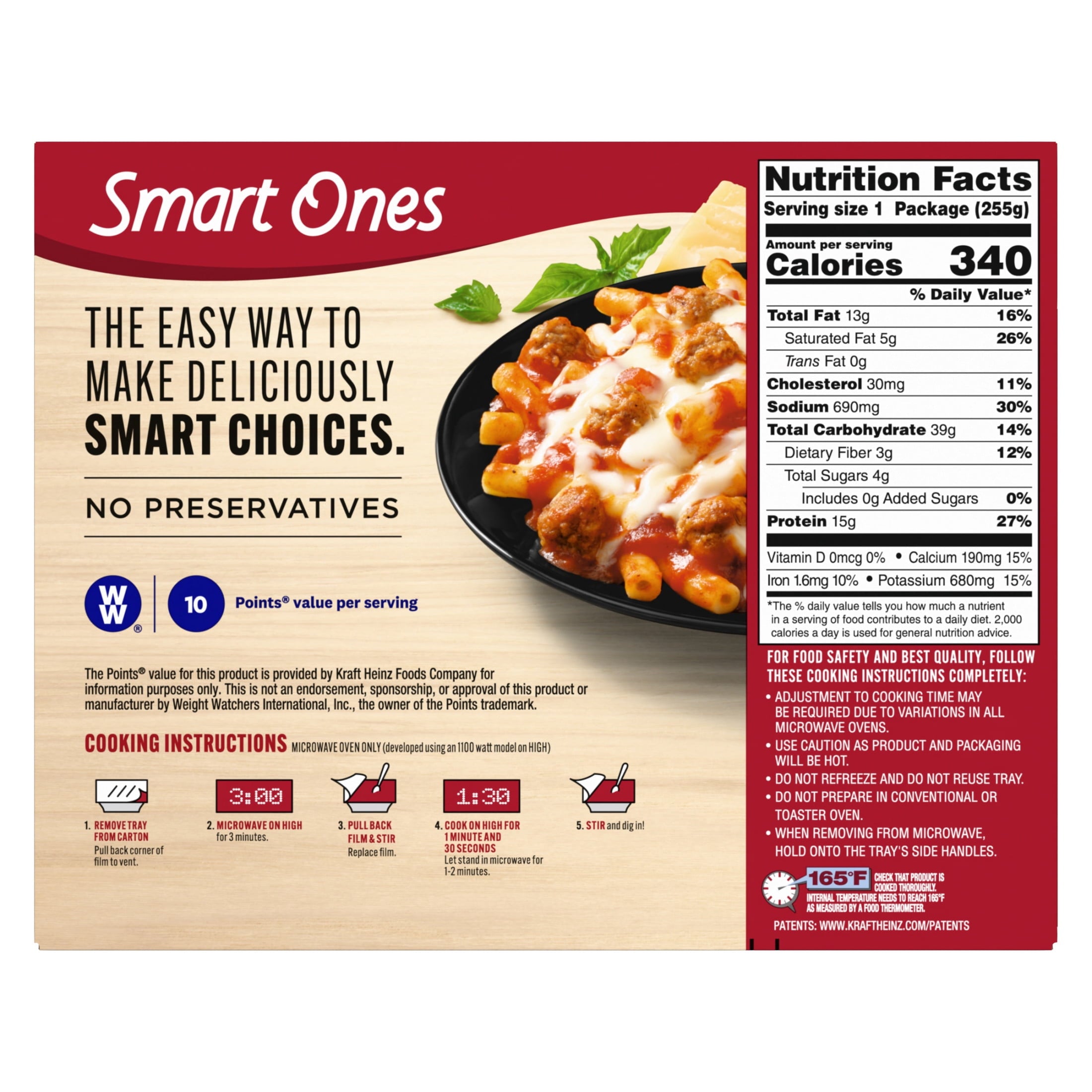 Smart Ones Three Cheese Ziti With Meatballs Frozen Meal 9 Oz