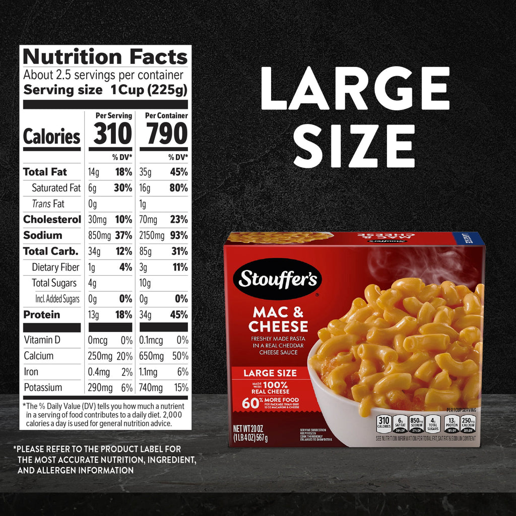 Stouffer's Macaroni And Cheese Large Size Frozen Meal 20 Oz