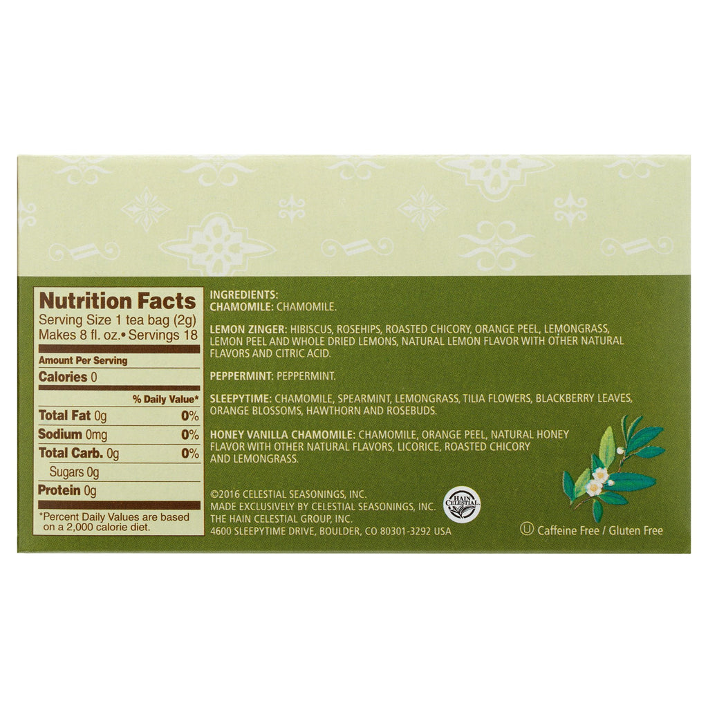 Celestial Seasonings Herbal Tea Sampler Caffeine-Free Herbal Tea Bags 18 Count