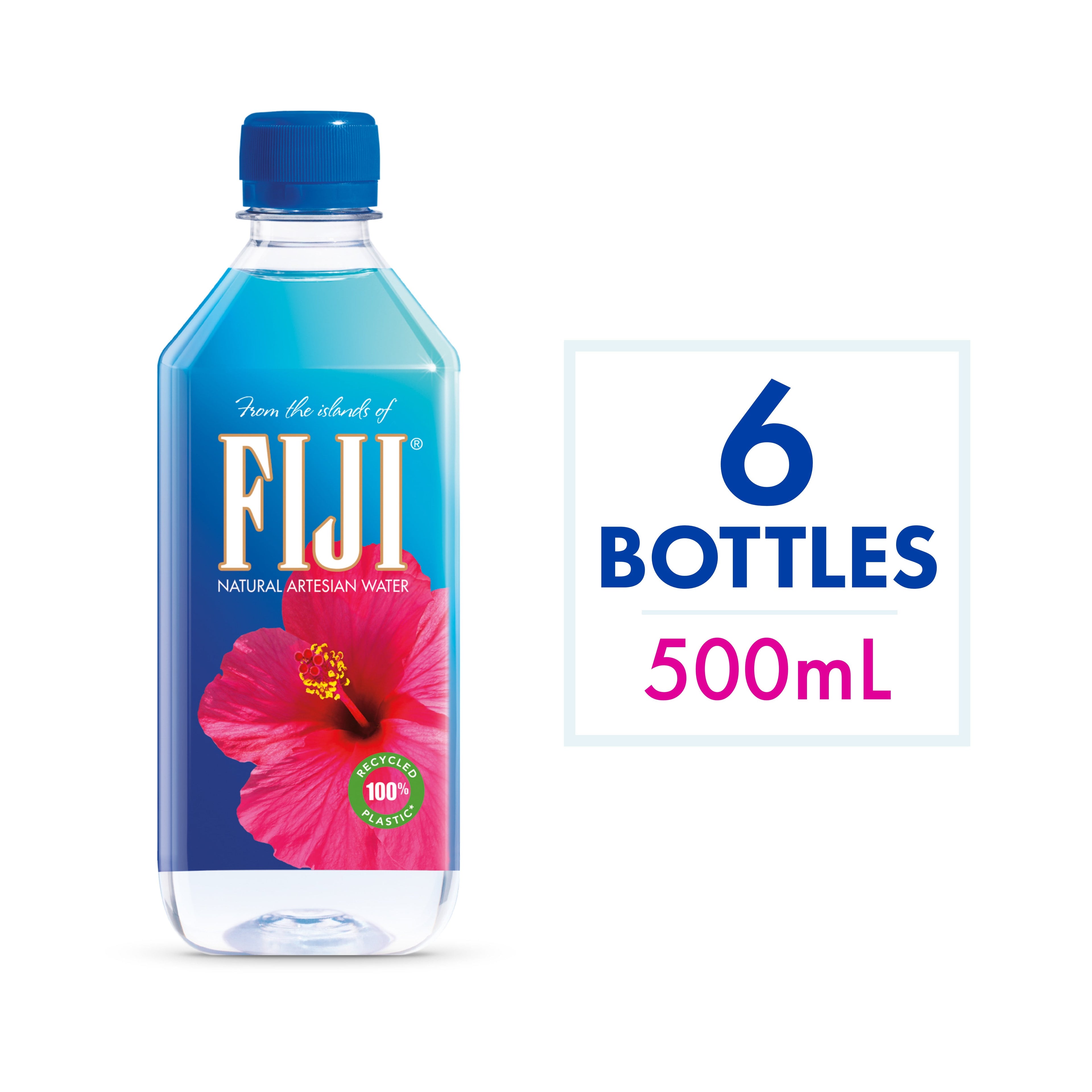 FIJI Natural Artesian Water 16.9 fl oz Plastic Bottles 6 Pack