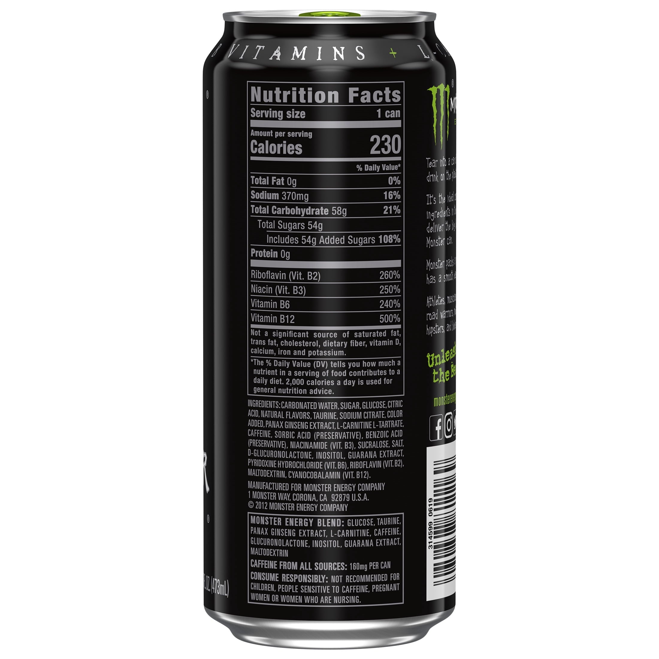 Monster Energy Original Energy Drink 16 fl oz 4 Pack Cans
