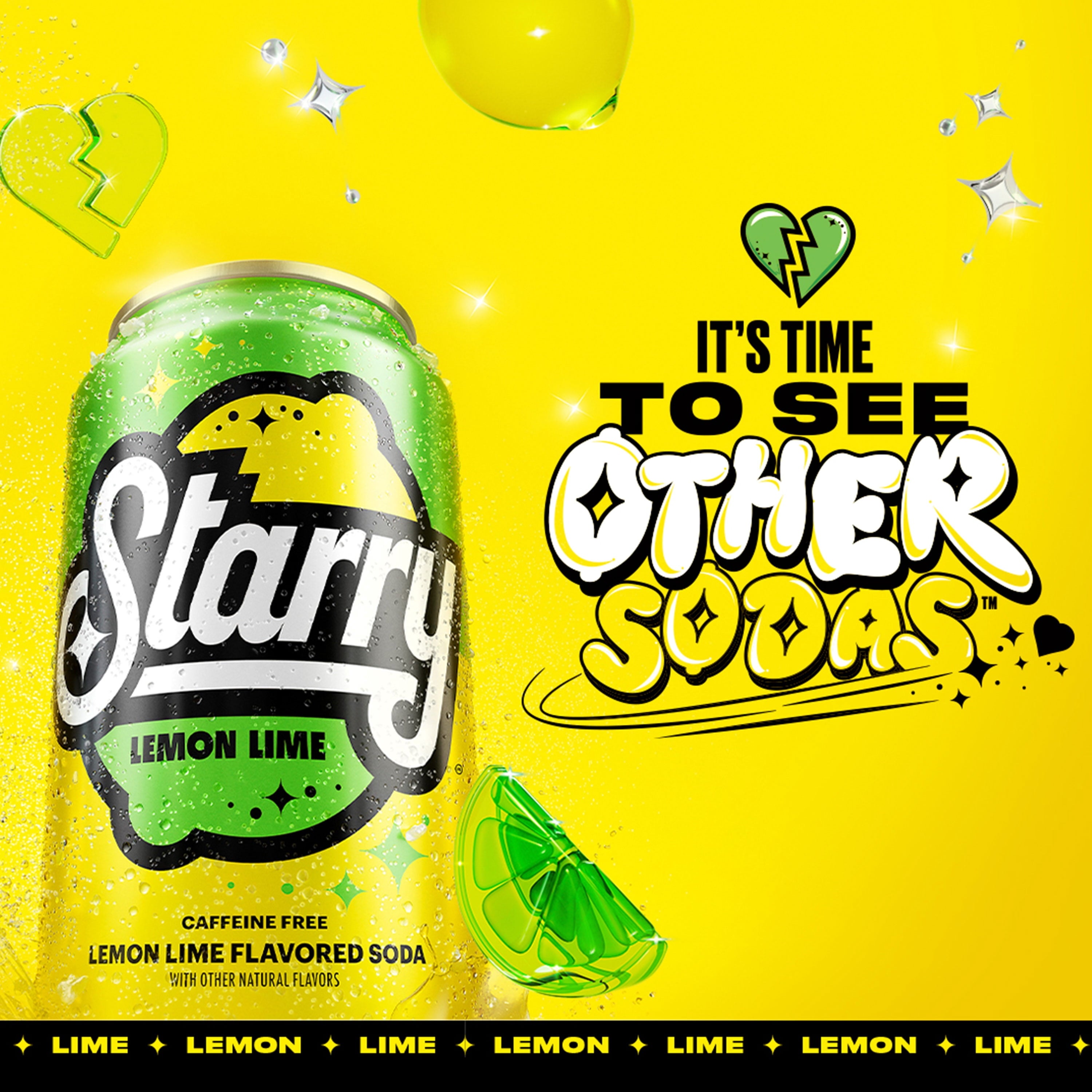 Starry Lemon Lime Caffeine Free Soda Pop Cans 12 Fl Oz 12 Pack