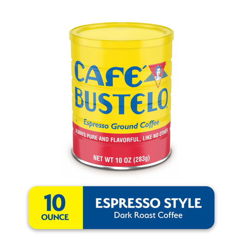 Café Bustelo Espresso Naturally Caffeinated Dark Roast Ground Coffee 10 oz Canister