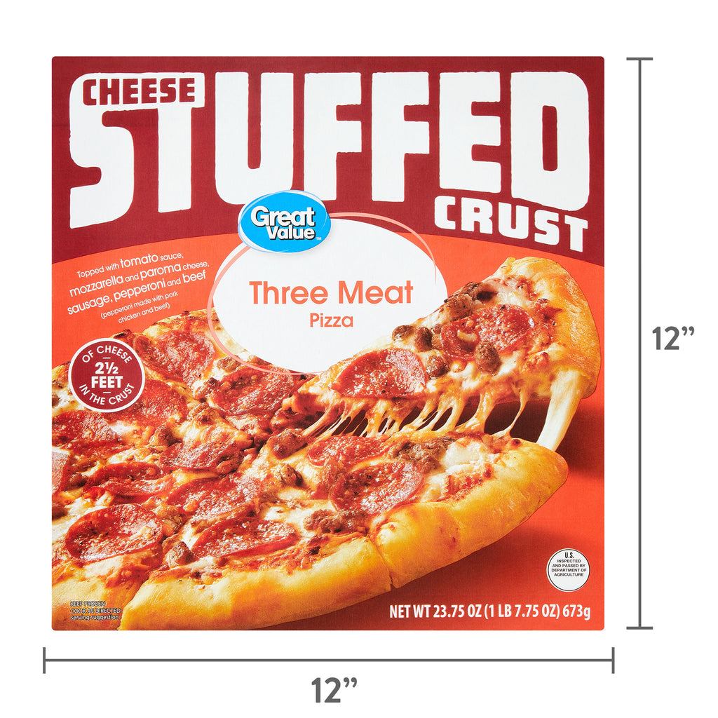 Great Value Stuffed Crust 3 Meat Frozen Pizza 23.75 Oz