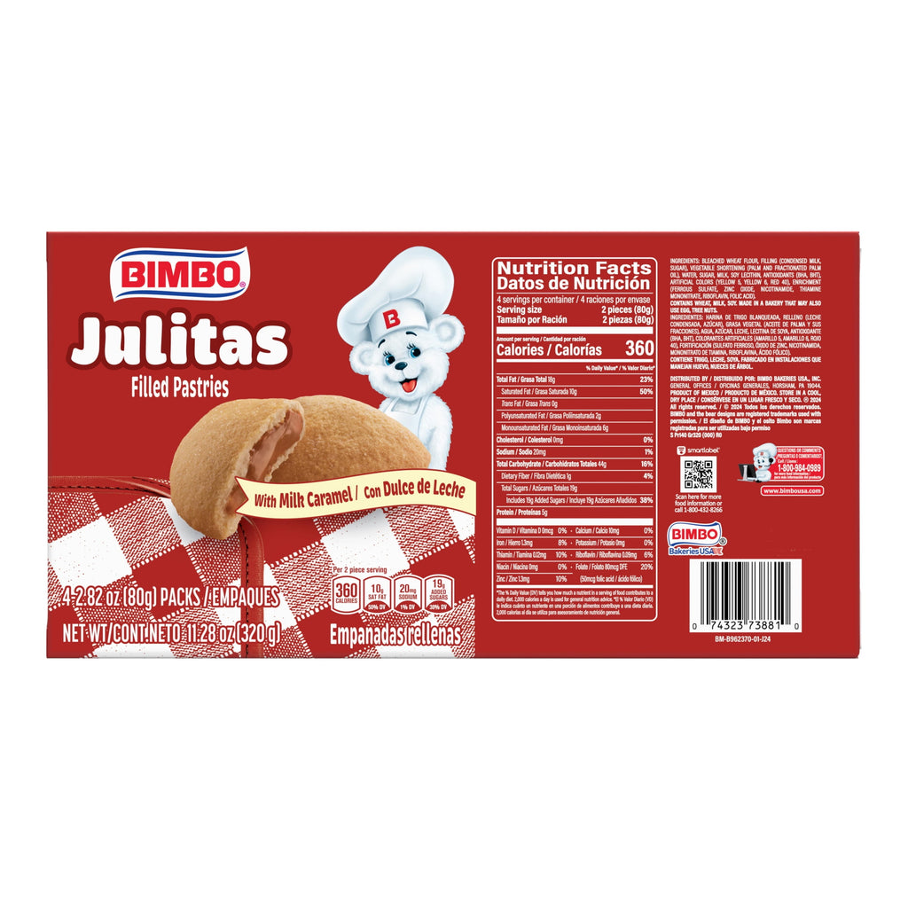 Julitas Milk Caramel Filled Pastries 11.28 Oz 8 Count Bimbo