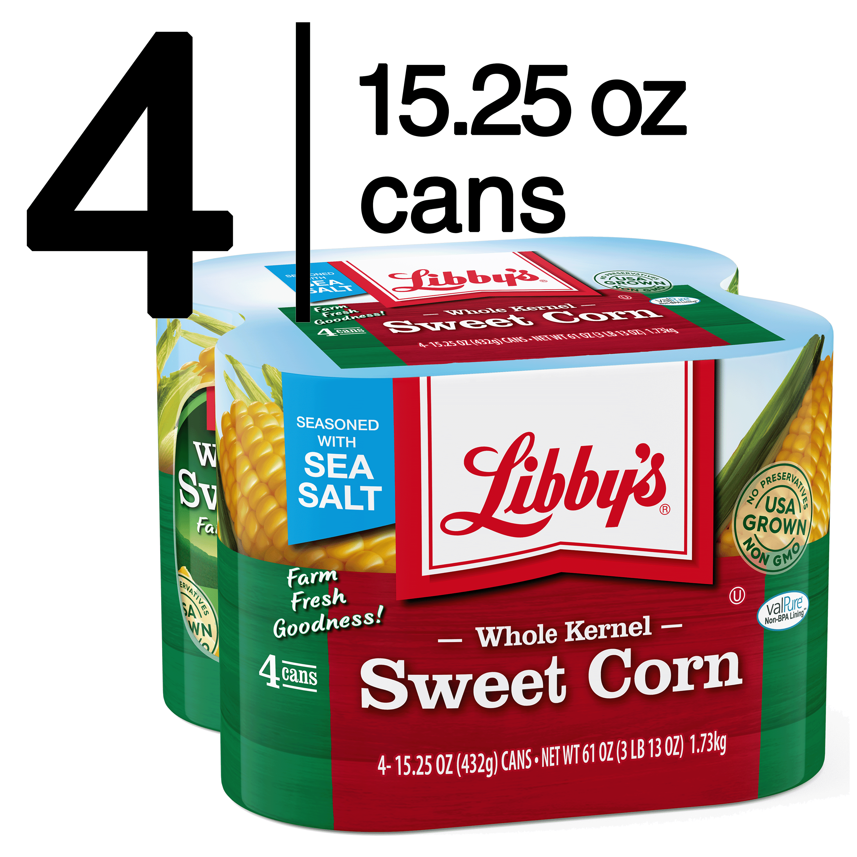 Libby's Whole Kernel Sweet Corn Canned 15.25 Oz 4 Count
