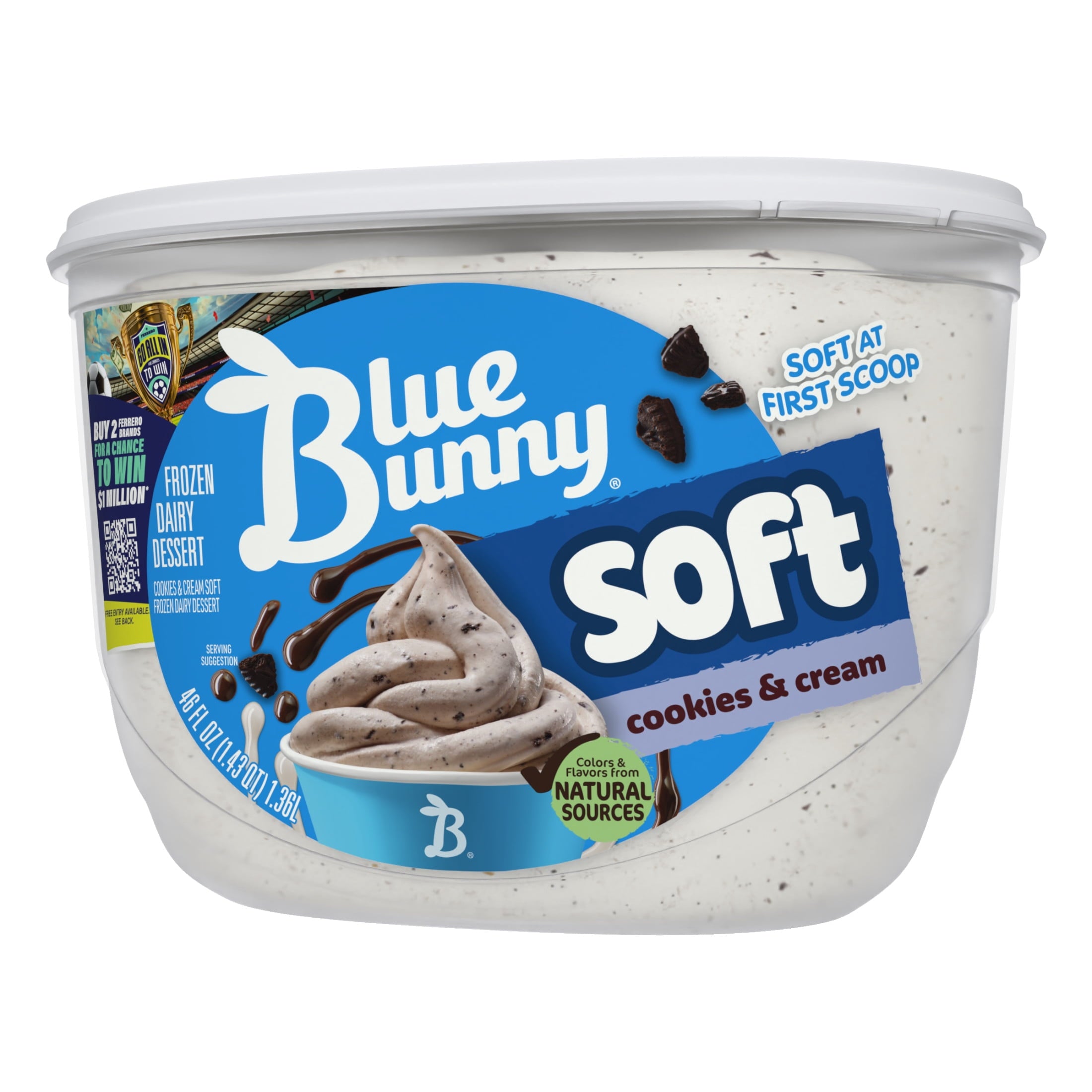 Blue Bunny Soft Cookies & Cream Frozen Dairy Dessert 46 Fl Oz