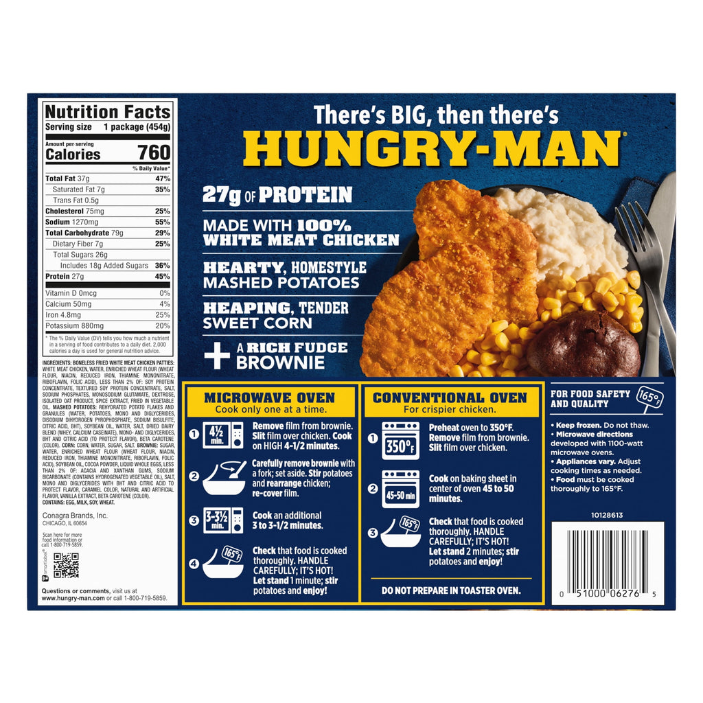 Hungry-Man Boneless Fried Chicken Frozen Meal 16 Oz