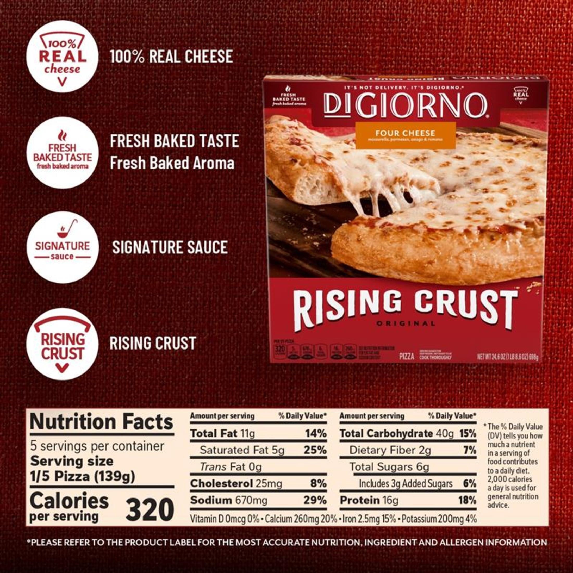 DiGiorno Rising Crust Four Cheese Frozen Pizza 24.6 Oz