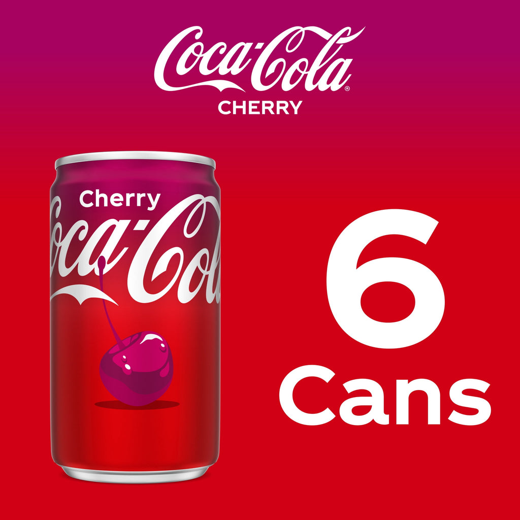 Cherry Soda Pop Mini Cans 7.5 Fl Oz 6 Pack Coca-Cola