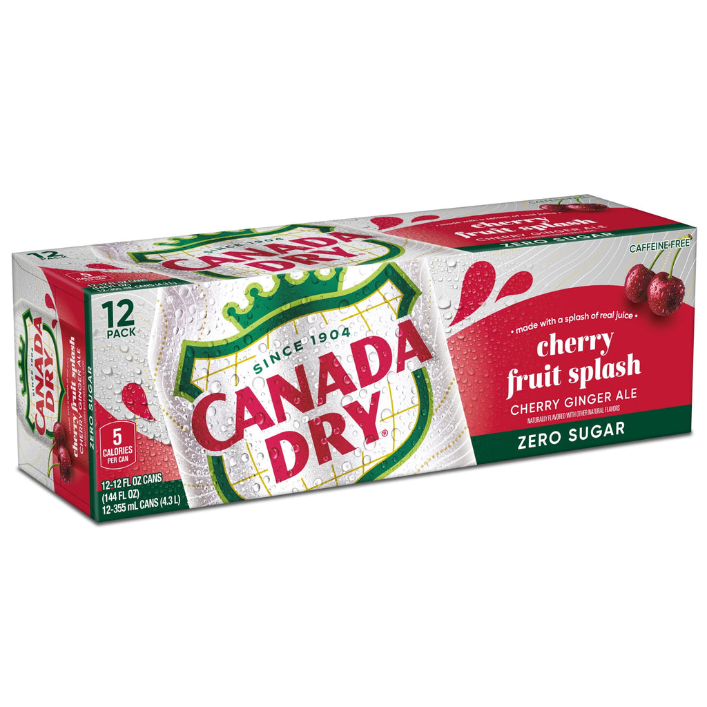 Canada Dry Zero Sugar Fruit Splash Cherry Ginger Ale Soda Pop Cans 12 Fl Oz 12 Pack