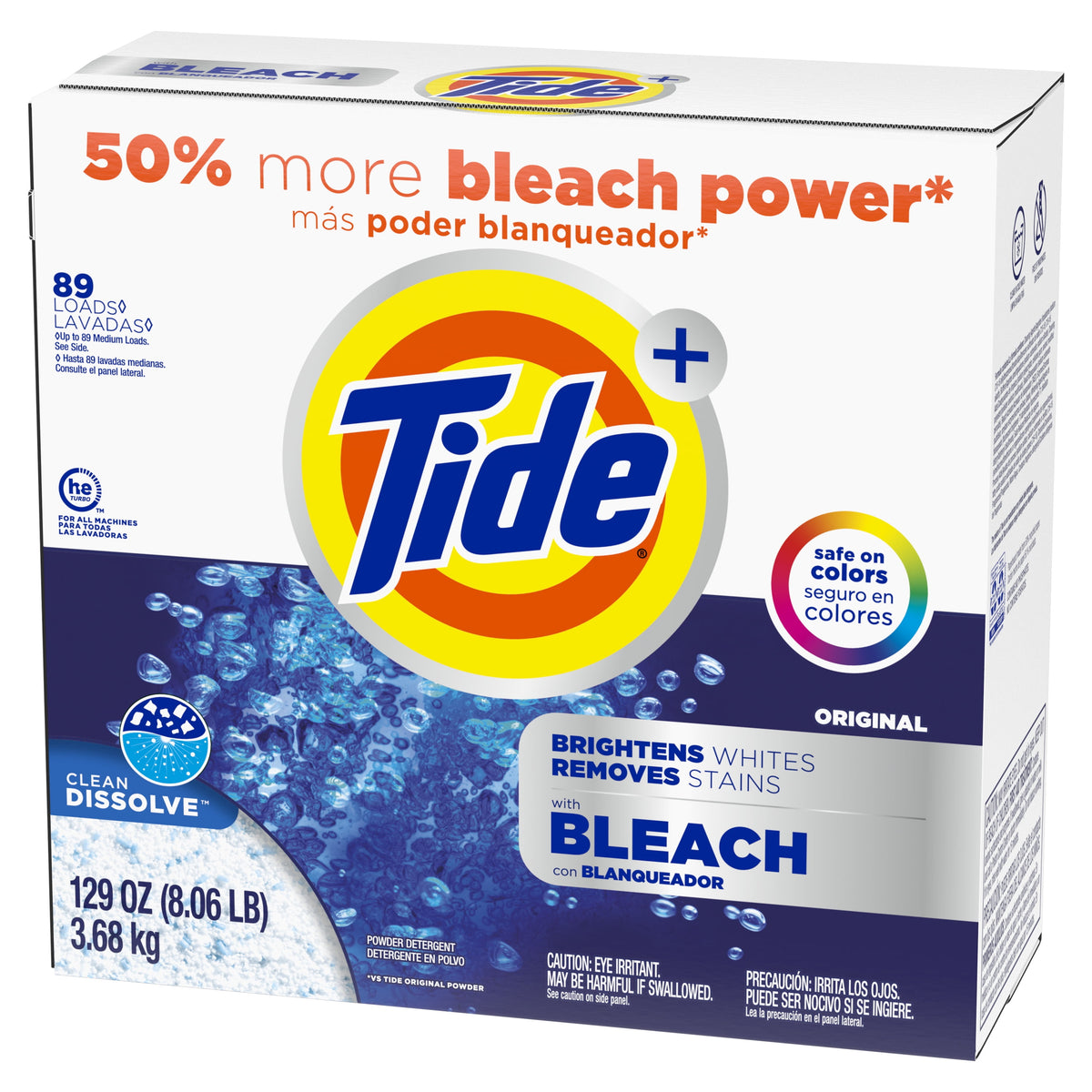 Tide Plus Bleach Powder Laundry Detergent Original Scent 129 oz 89 Loads